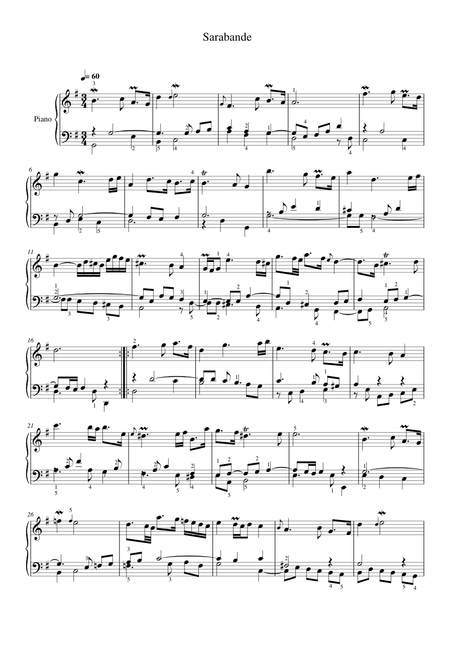 Sarabande Piano Sheet Music Page 1 Free PDF