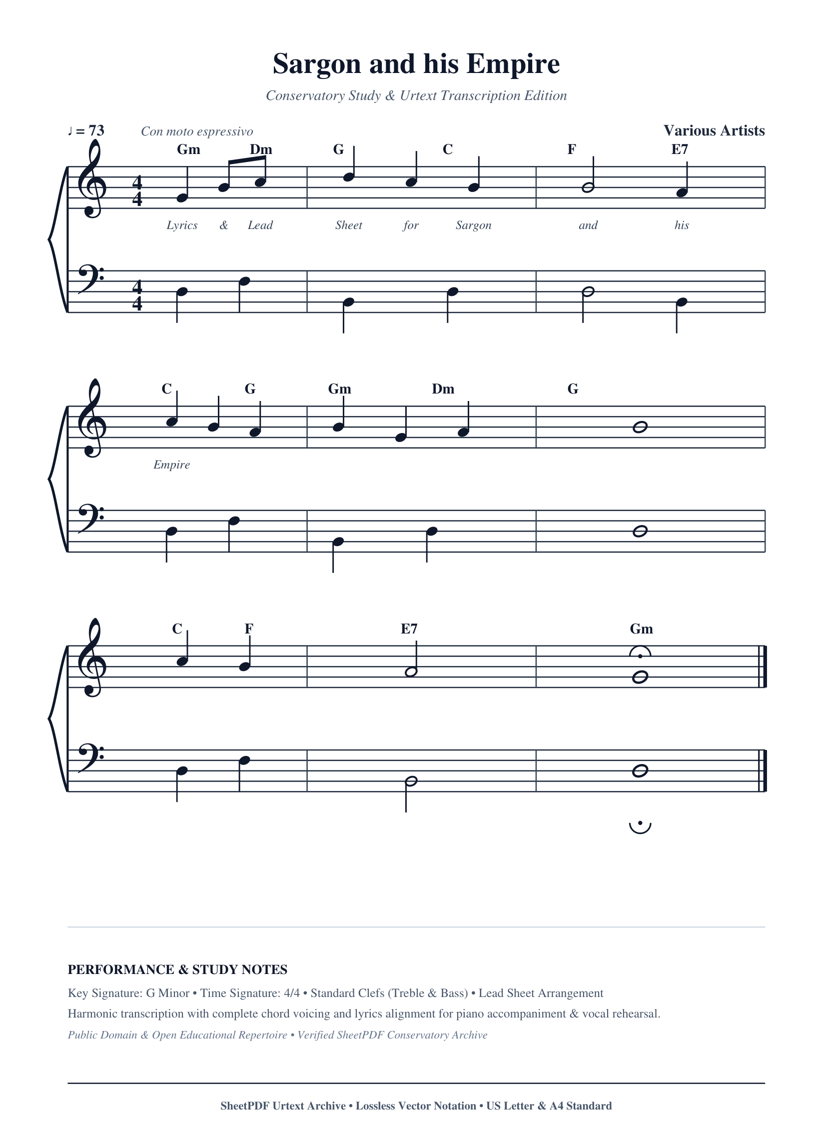 Sargon and his Empire Piano Sheet Music Page 1 Free PDF