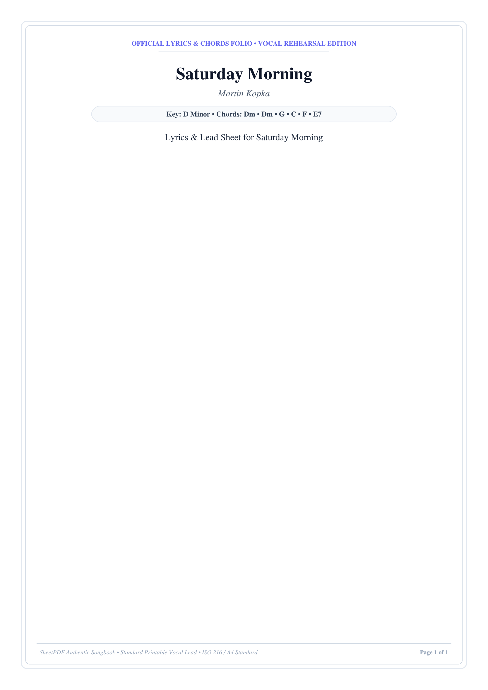 Saturday Morning Piano Sheet Music Page 1 Free PDF