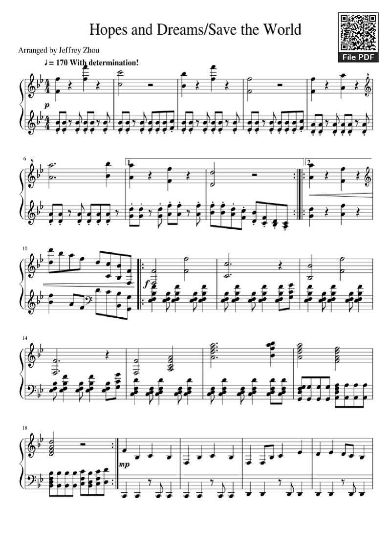 SAVE The World Piano Sheet Music Page 1 Free PDF