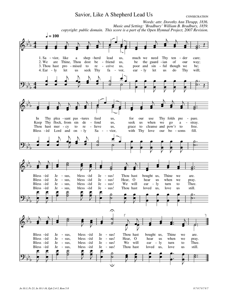 Savior, Like a Shepherd Lead Us Piano Sheet Music Score Page 1
