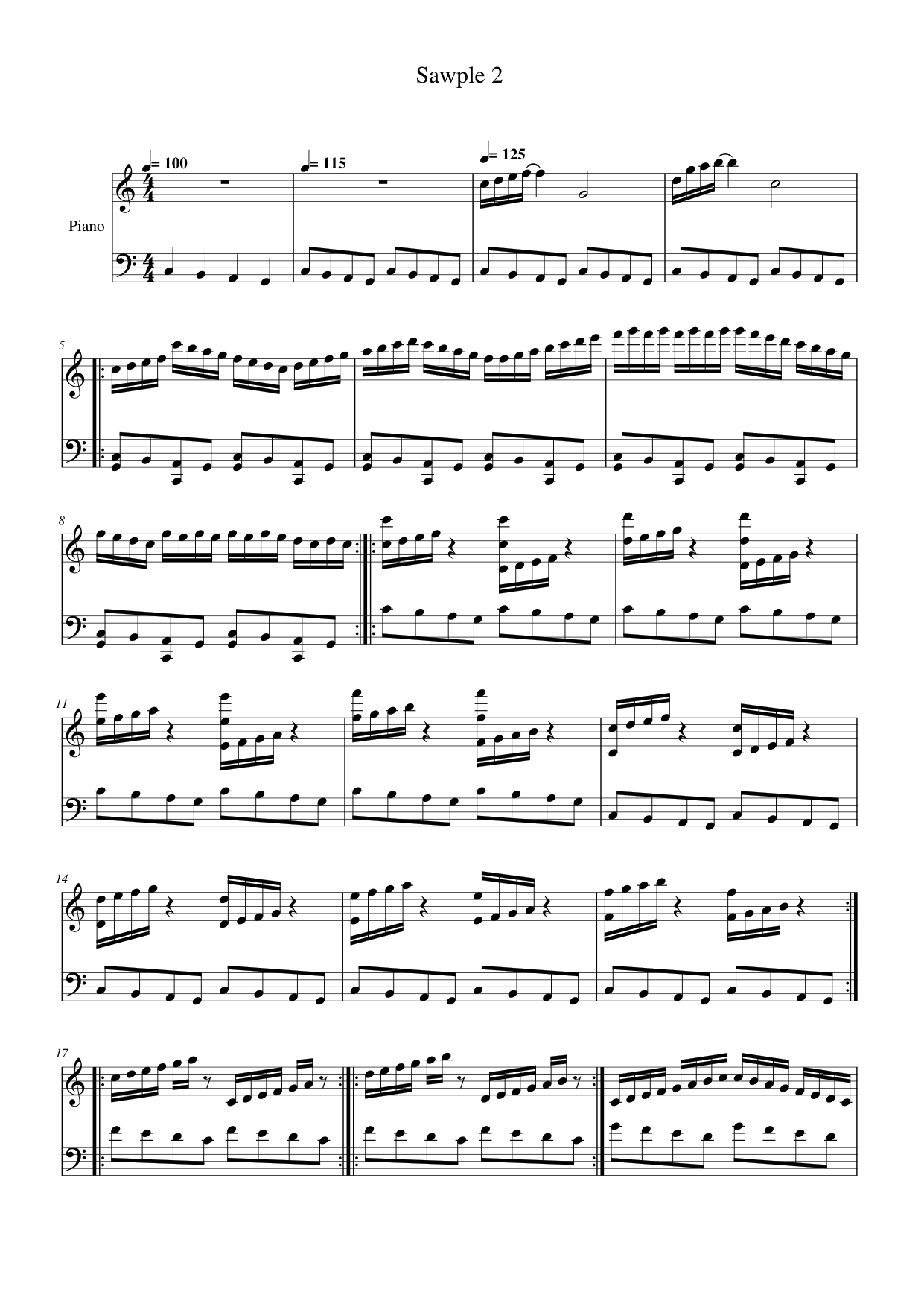 Sawple 2 Piano Sheet Music Page 1 Free PDF