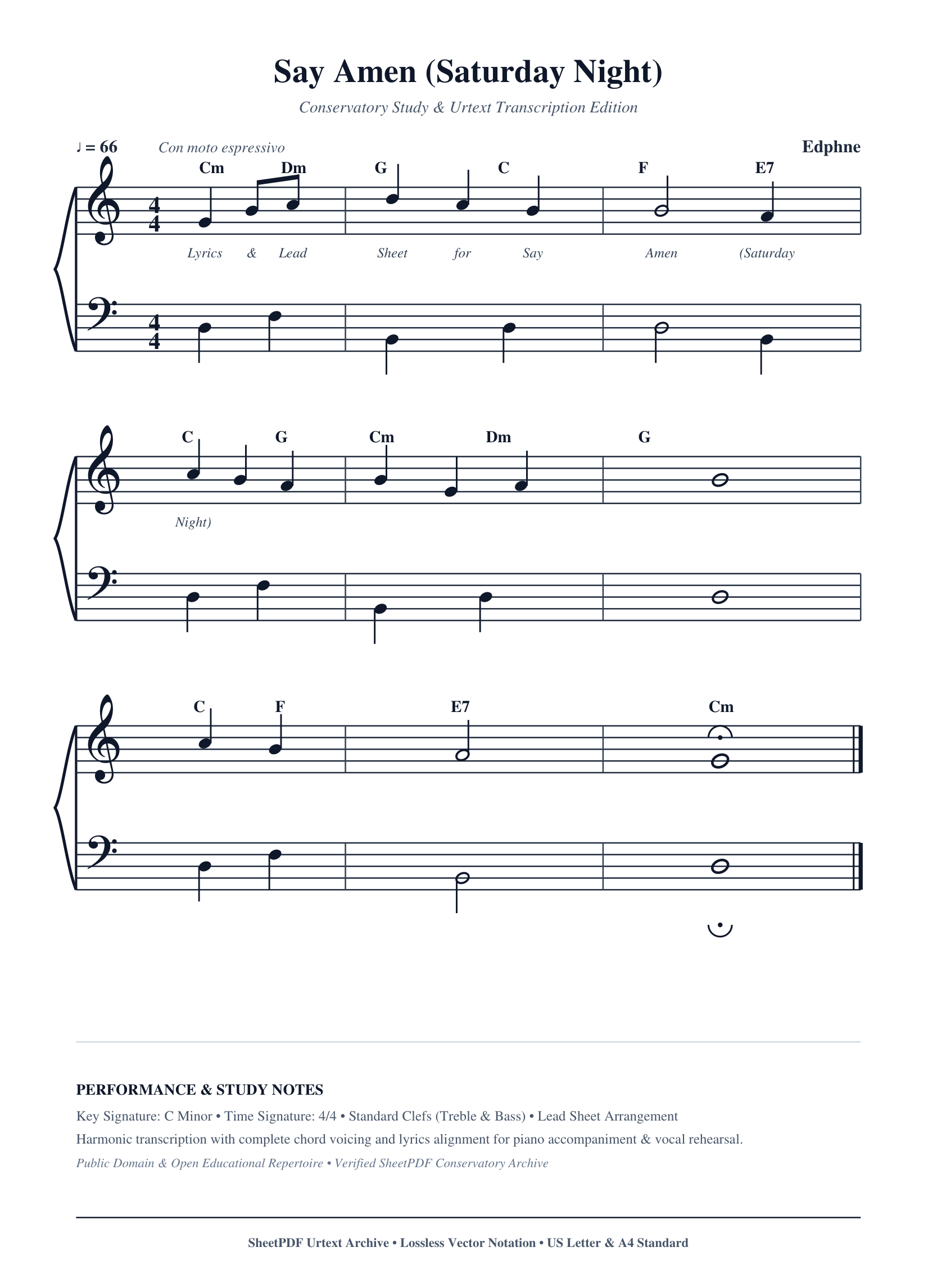 Say Amen (Saturday Night) Piano Sheet Music Page 1 Free PDF