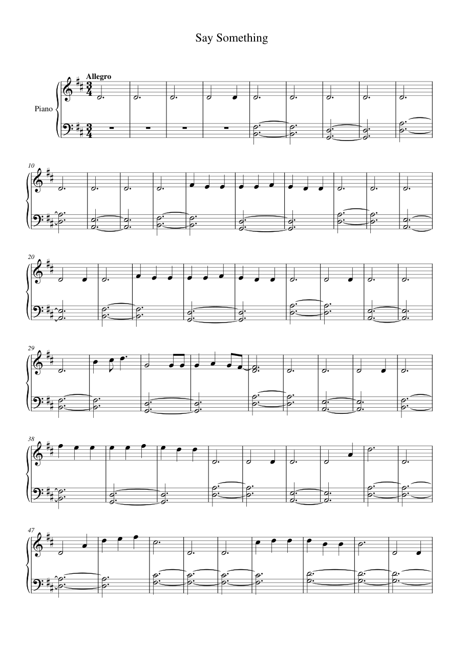 Say Something Piano Sheet Music Page 1 Free PDF