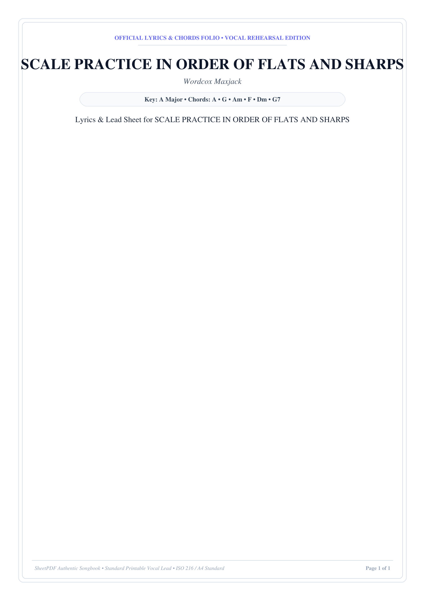 SCALE PRACTICE IN ORDER OF FLATS AND SHARPS Piano Sheet Music Page 1 Free PDF