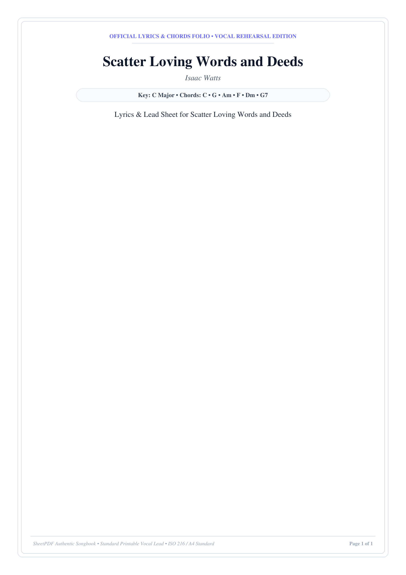 Scatter Loving Words and Deeds Piano Sheet Music Page 1 Free PDF