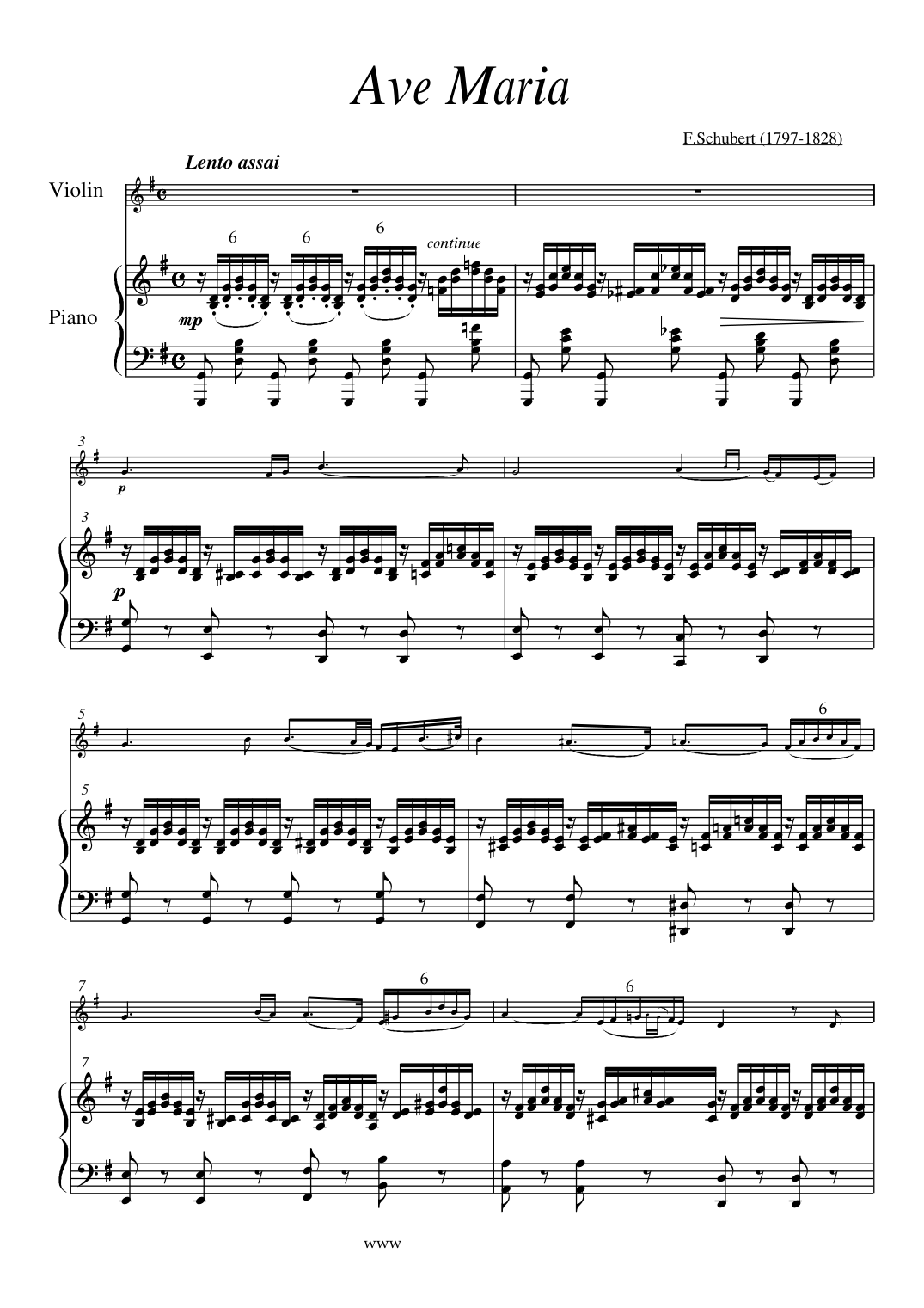 Ave Maria Piano Sheet Music Page 1 Free PDF