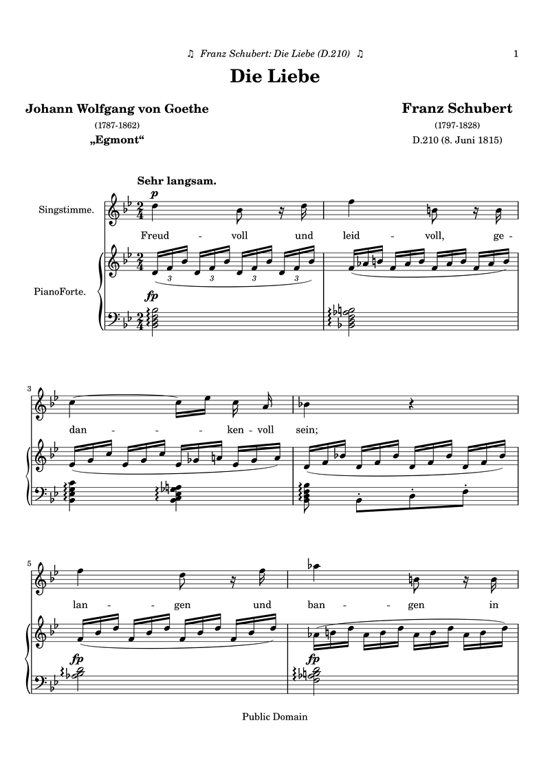 Schubert F D210 Die Liebe Piano Sheet Music Page 1 Free PDF