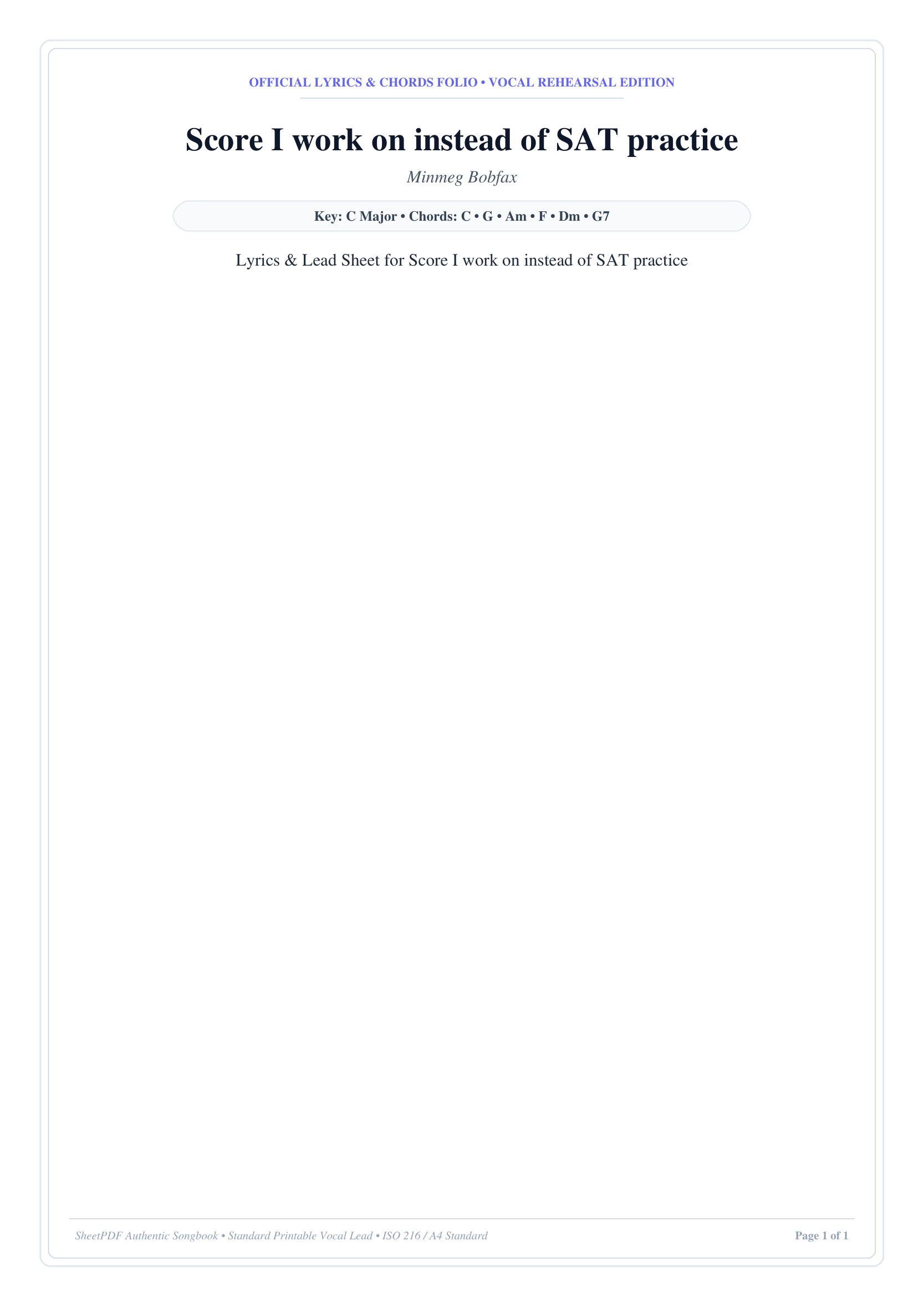 Score I work on instead of SAT practice Piano Sheet Music Page 1 Free PDF