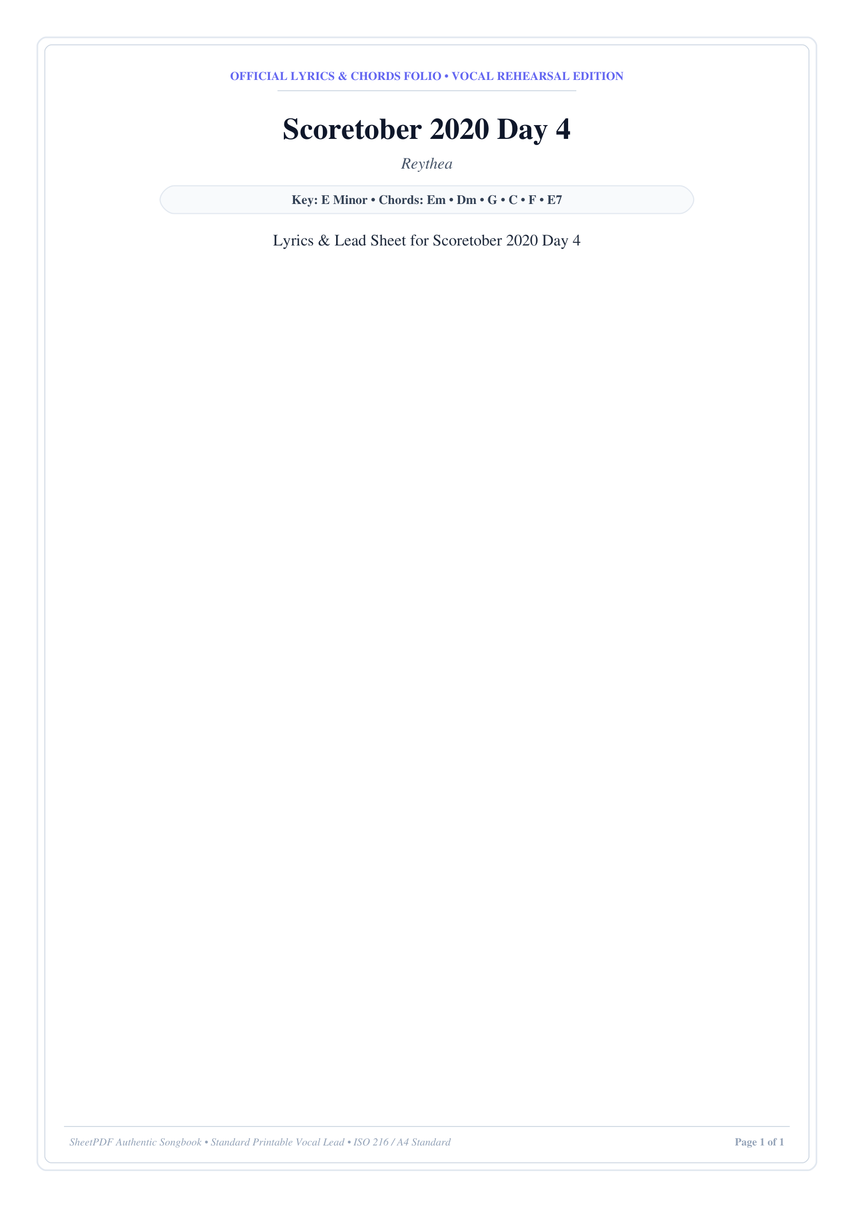Scoretober 2020 Day 4 Piano Sheet Music Score Page 1