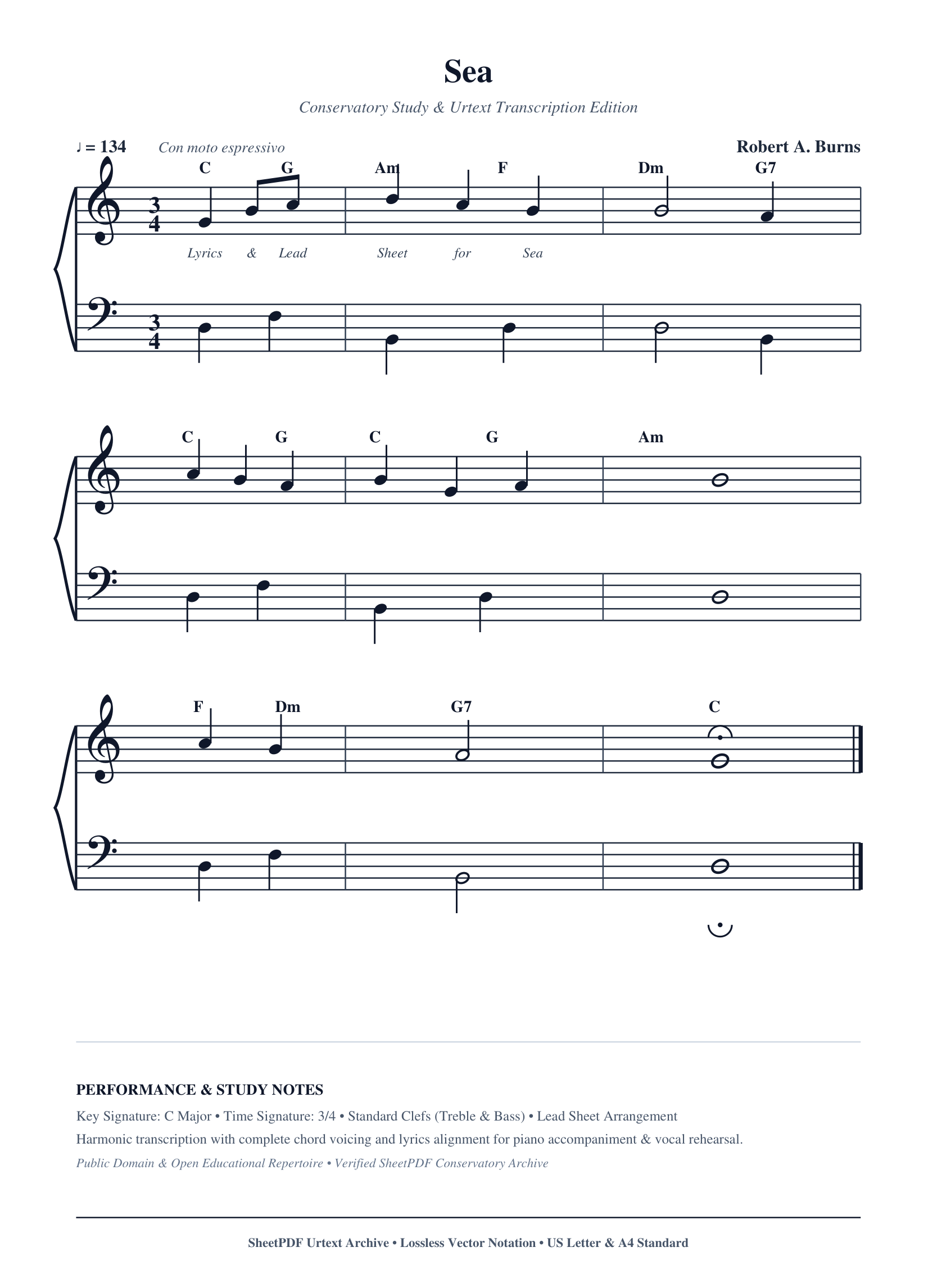 Sea Piano Sheet Music Page 1 Free PDF