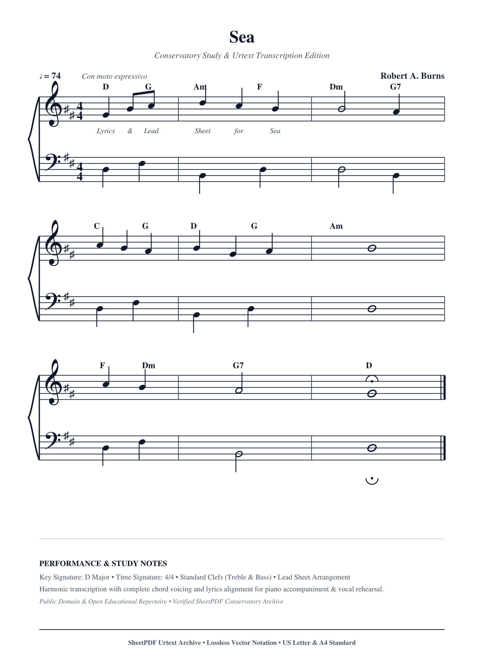 Sea Piano Sheet Music Page 1 Free PDF
