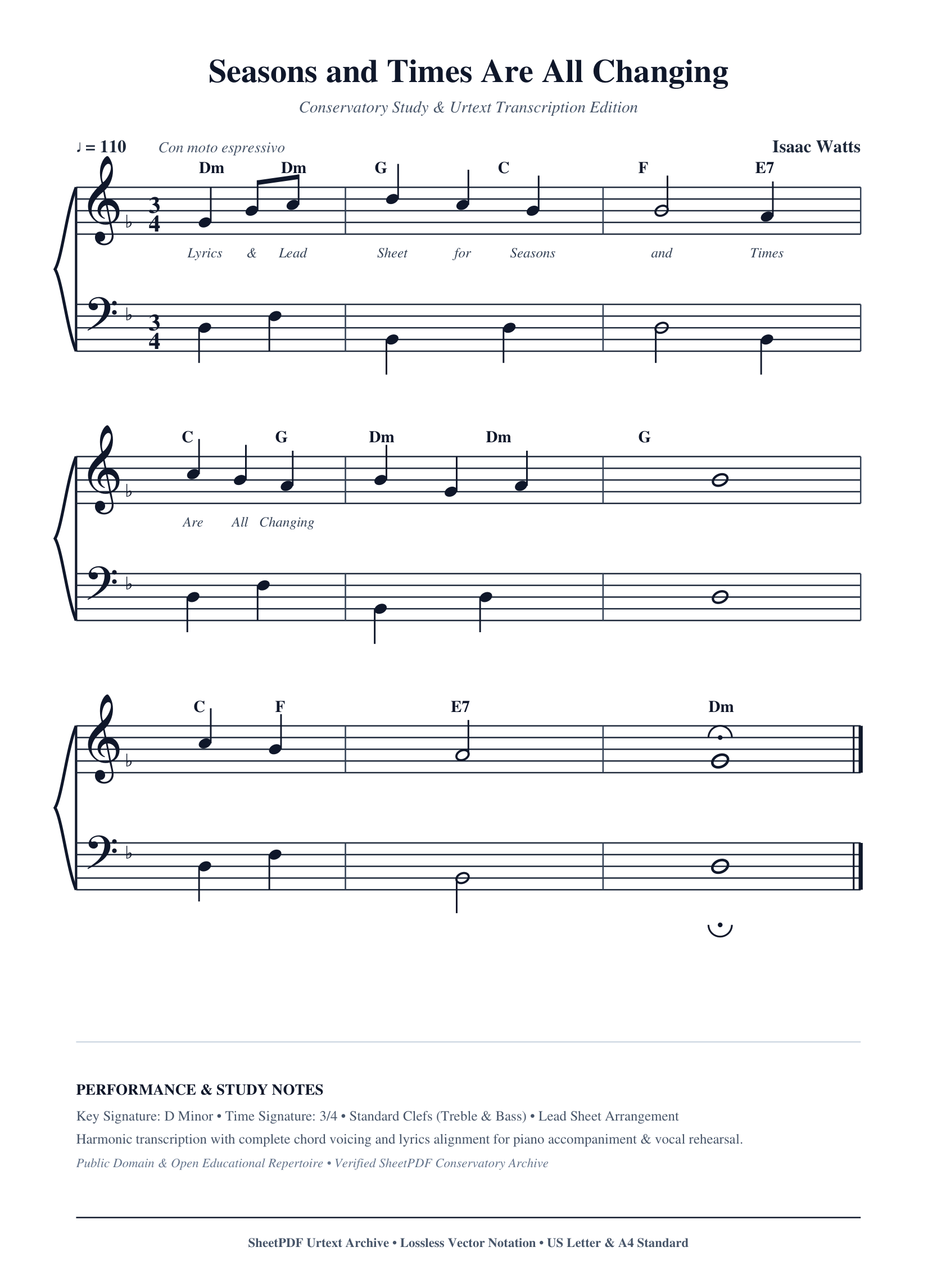 Seasons and Times Are All Changing Piano Sheet Music Page 1 Free PDF