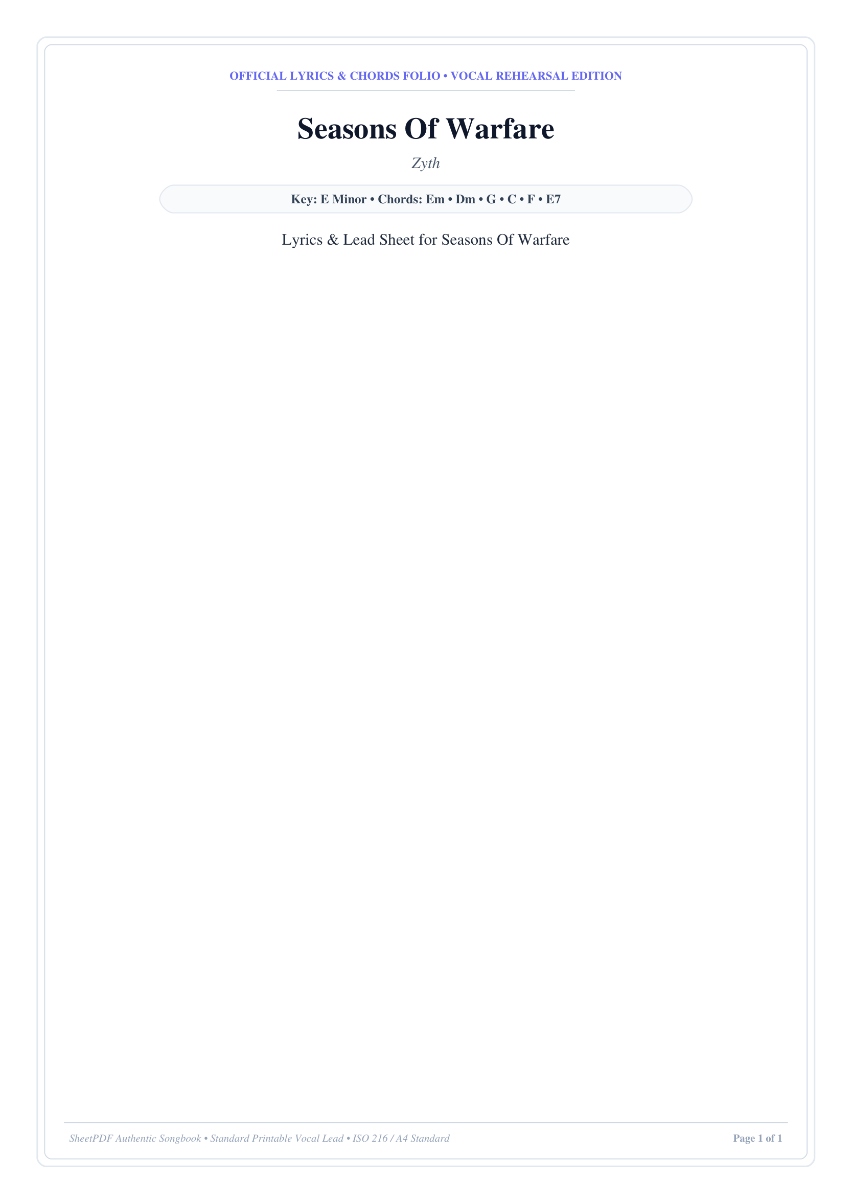 Seasons Of Warfare Piano Sheet Music Page 1 Free PDF