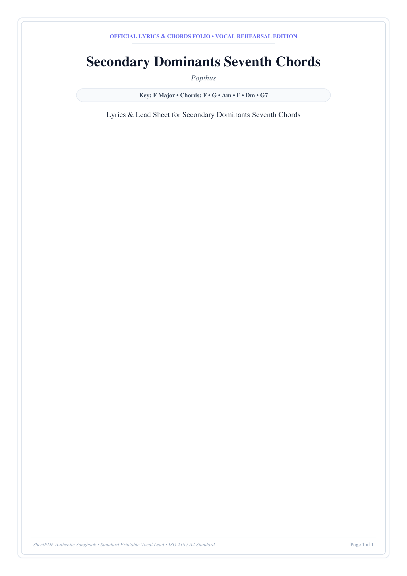 Secondary Dominants Seventh Chords Piano Sheet Music Page 1 Free PDF
