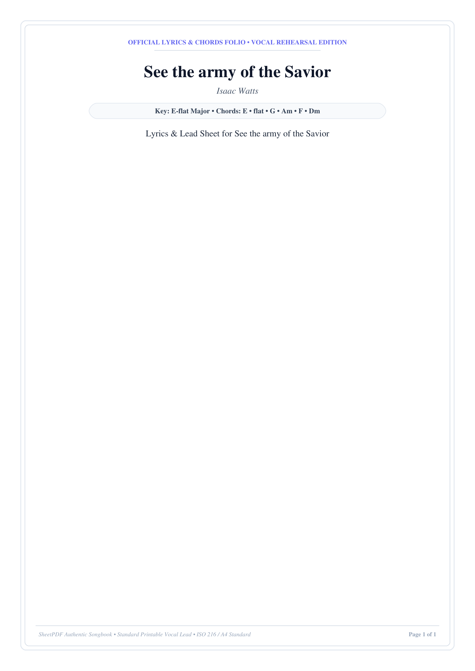 See the army of the Savior Piano Sheet Music Page 1 Free PDF