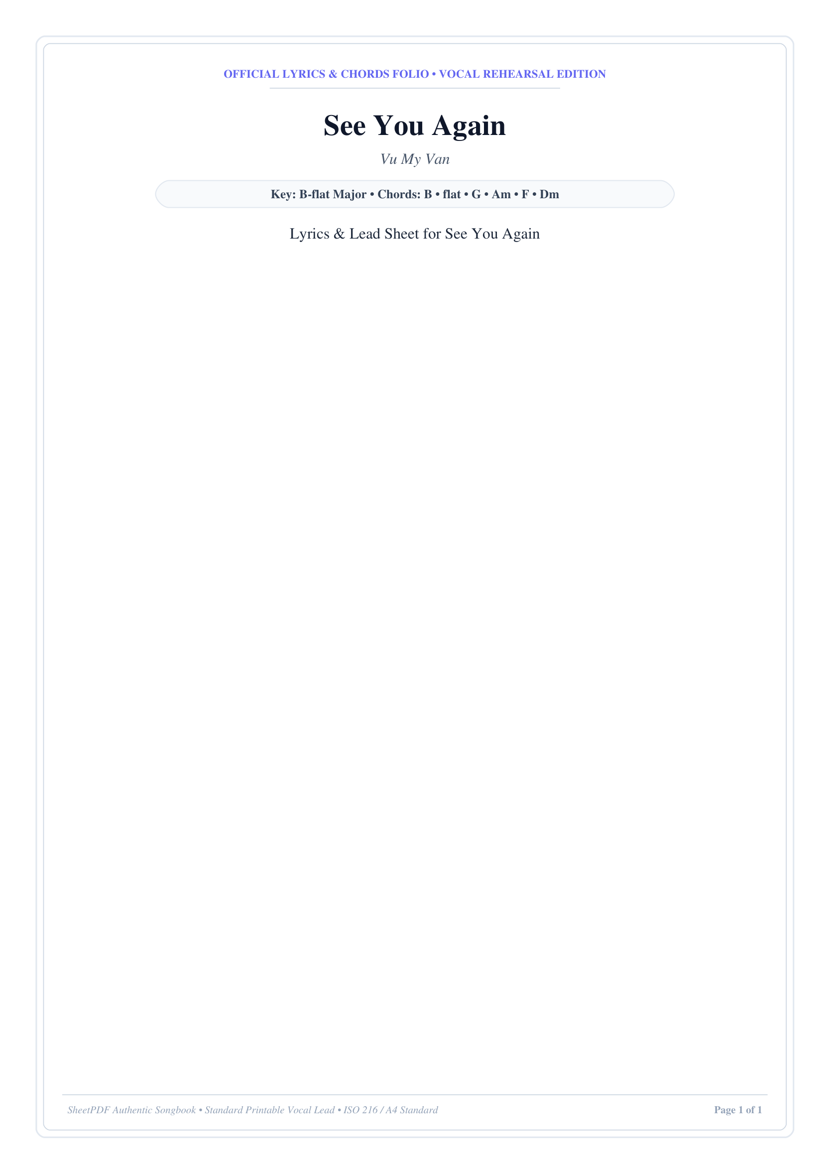 See You Again Piano Sheet Music Score Page 1