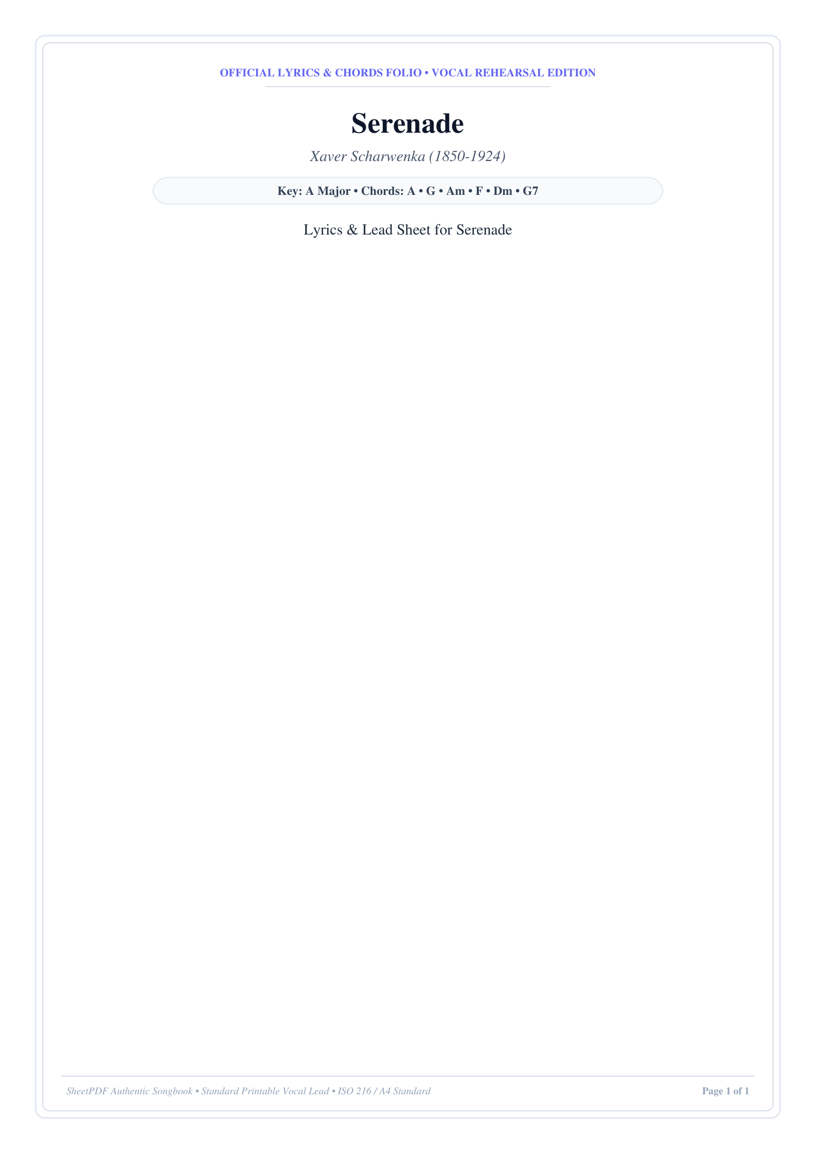 Serenade Piano Sheet Music Page 1 Free PDF