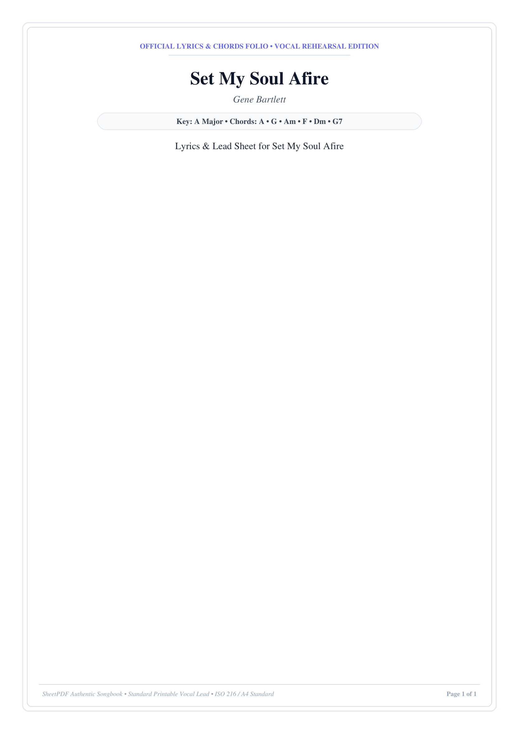 Set My Soul Afire Piano Sheet Music Page 1 Free PDF