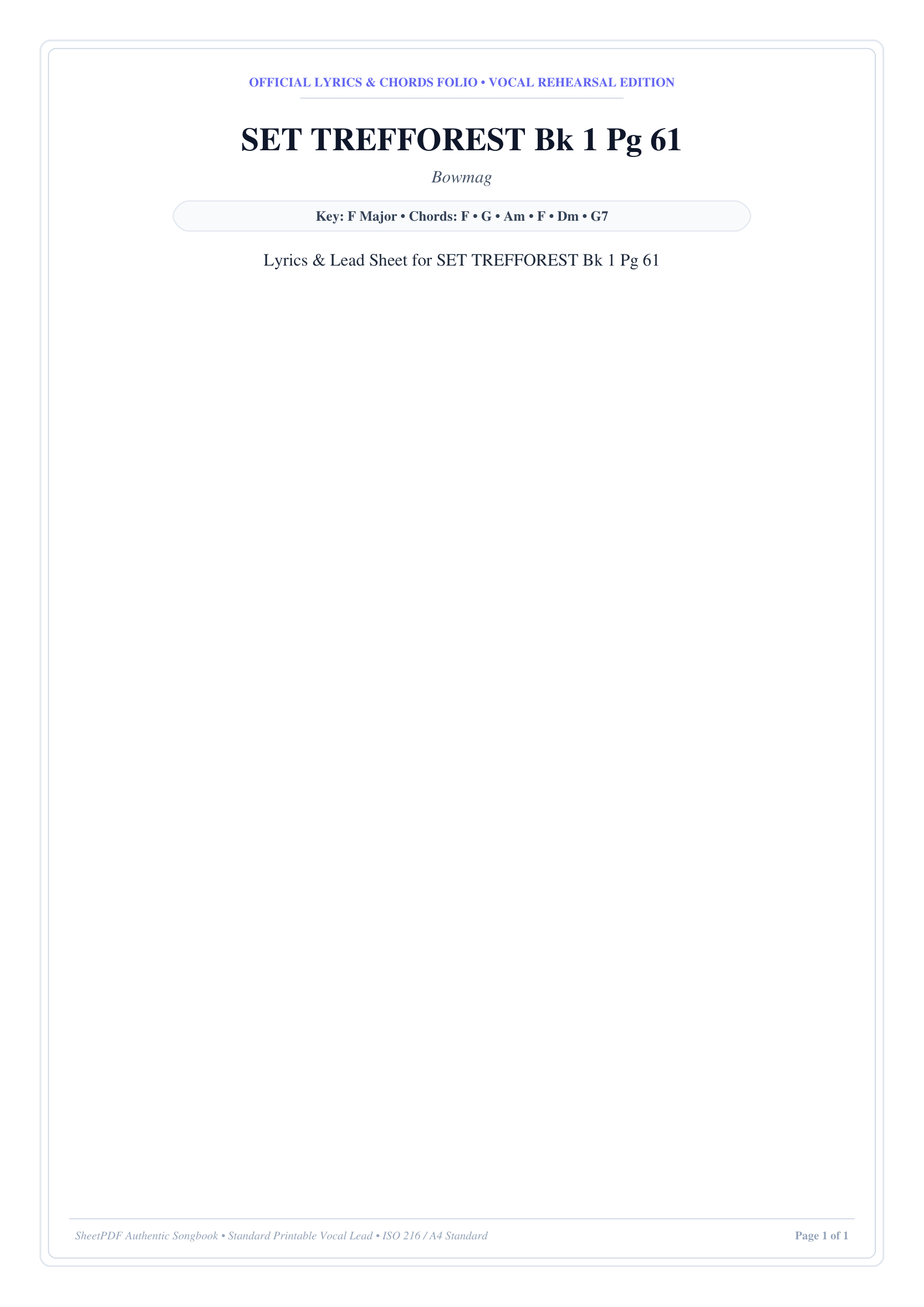 SET TREFFOREST Bk 1 Pg 61 Lyrics & Chords Folio