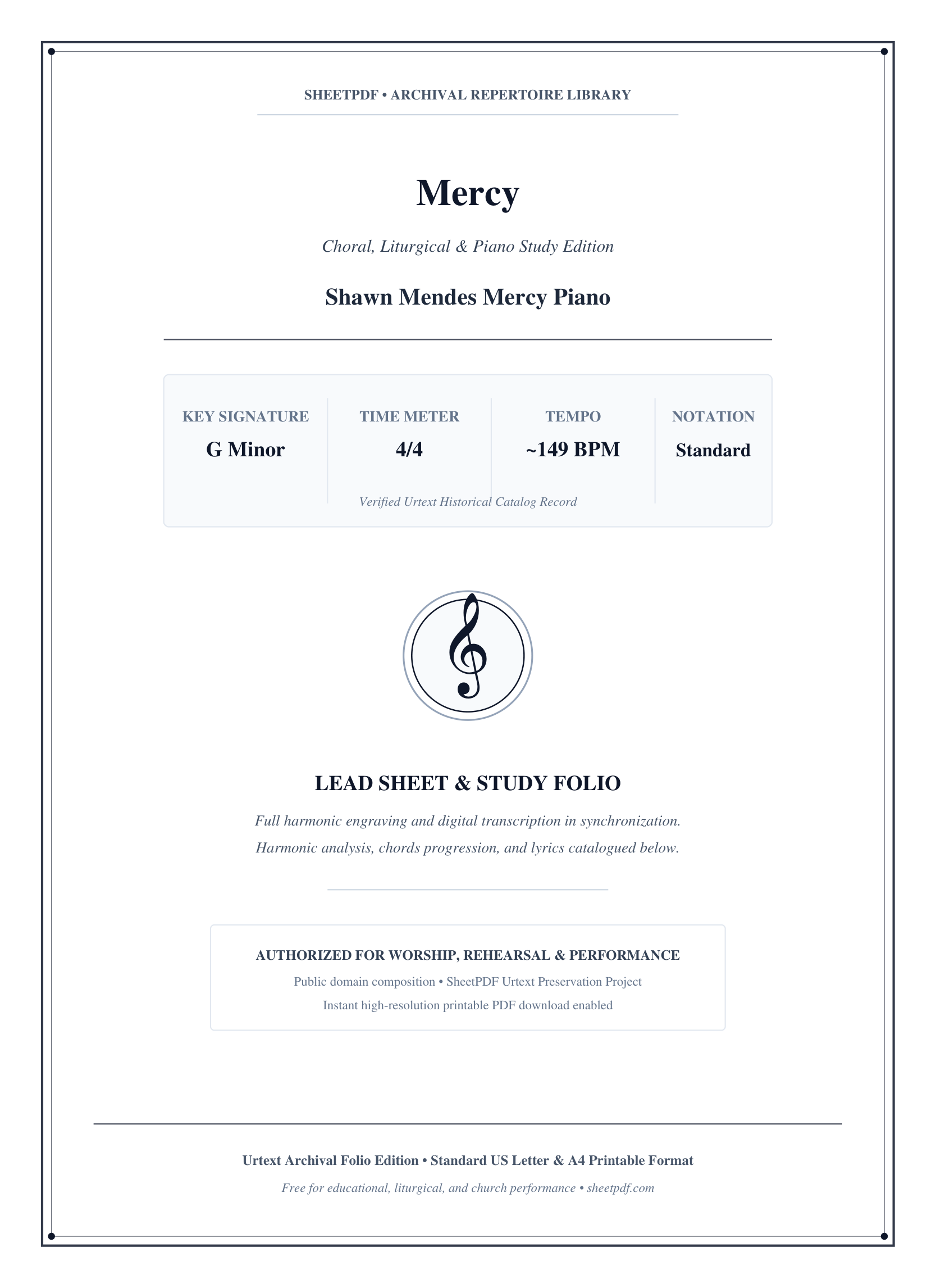 Mercy Piano Sheet Music Page 1 Free PDF
