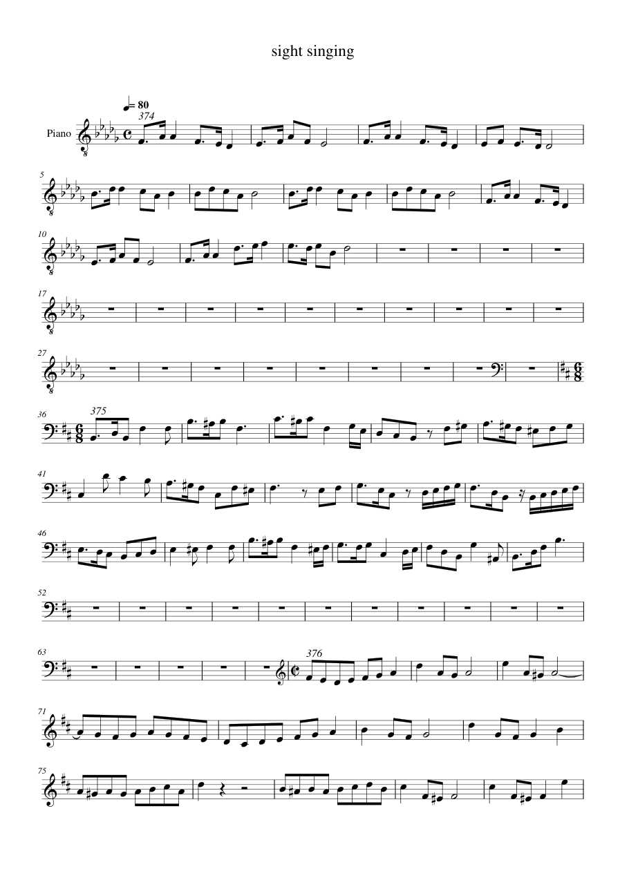 sight singing Piano Sheet Music Page 1 Free PDF