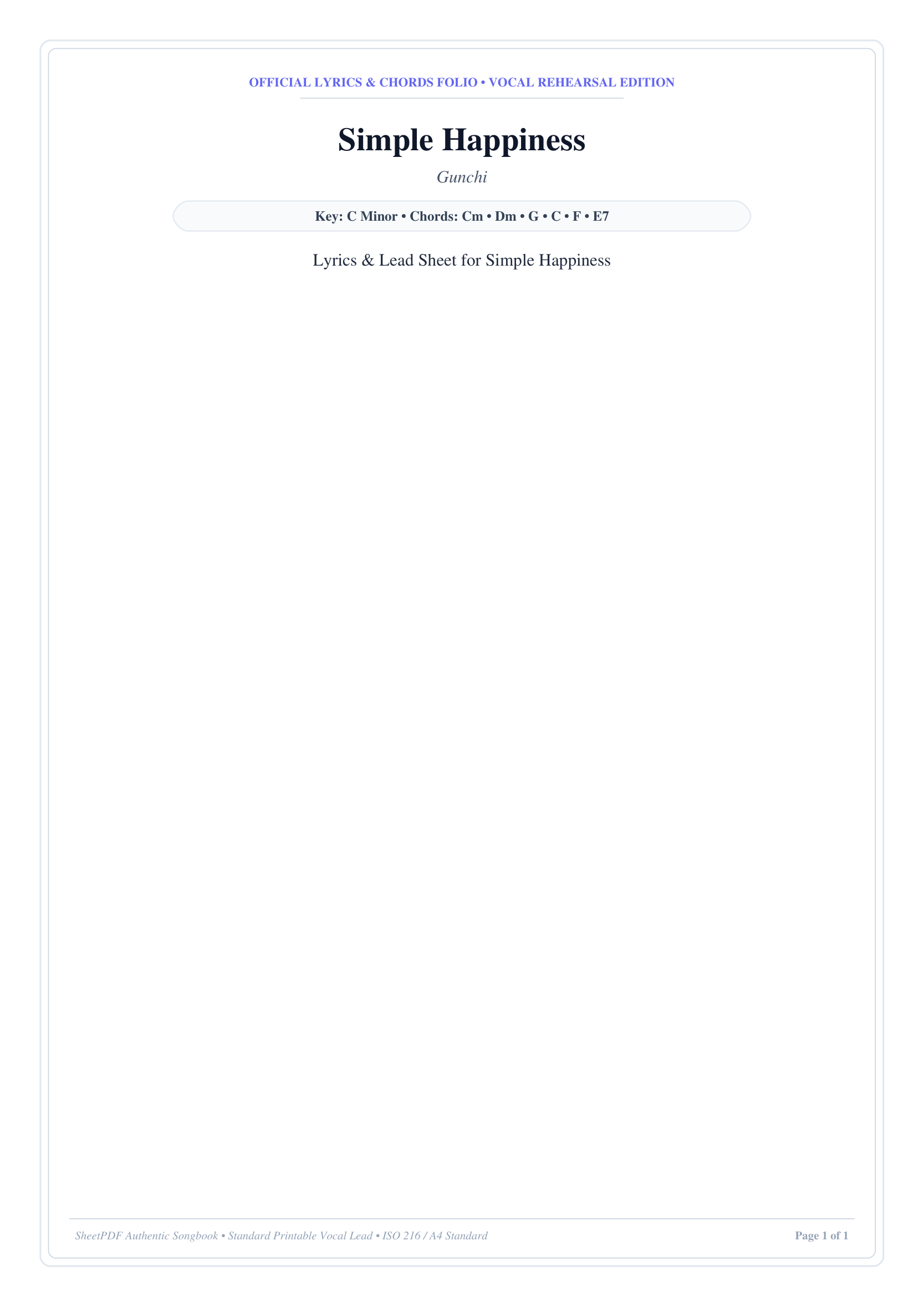 Simple Happiness Lyrics & Chords Folio