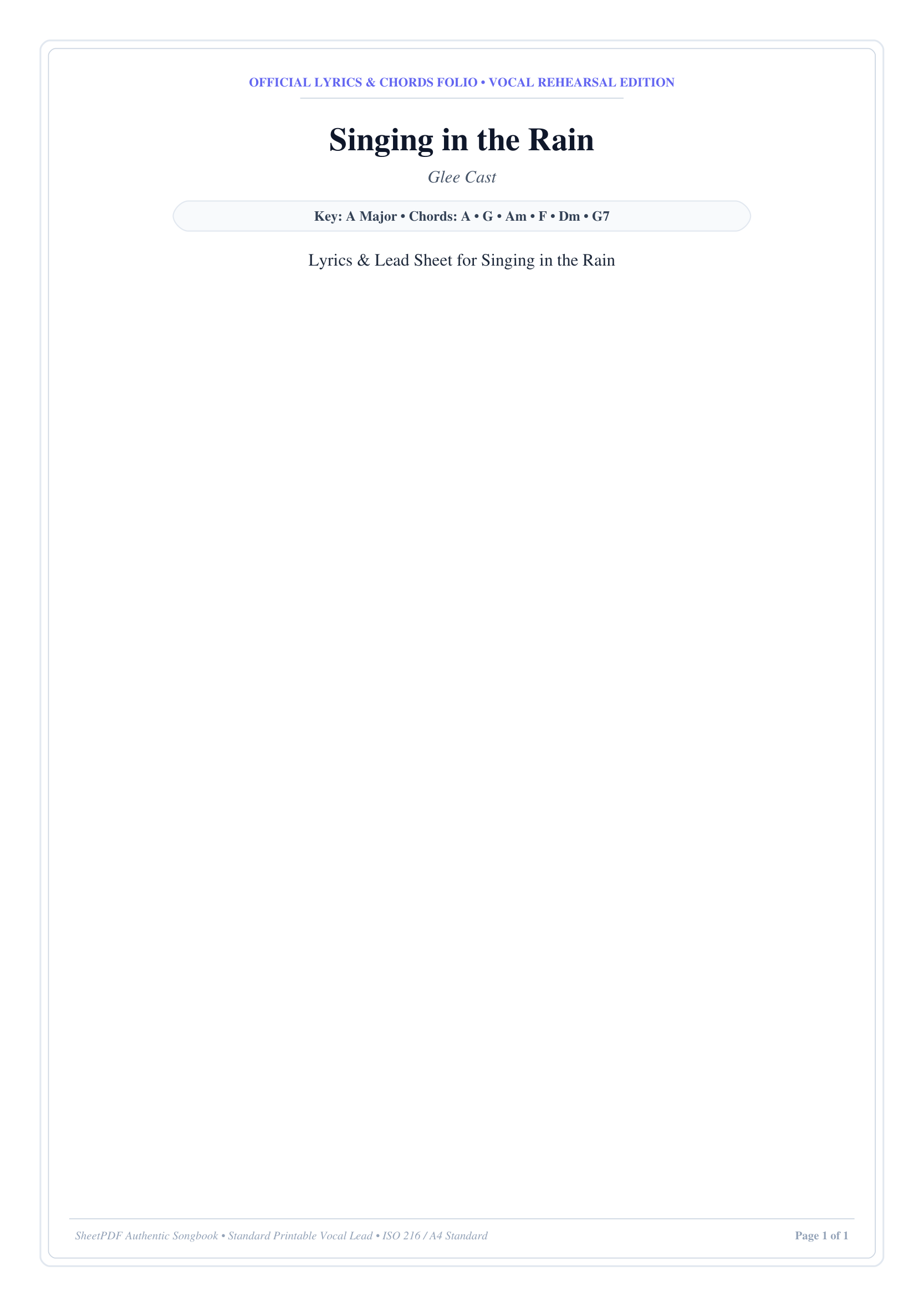 Singing in the Rain Lyrics & Chords Folio