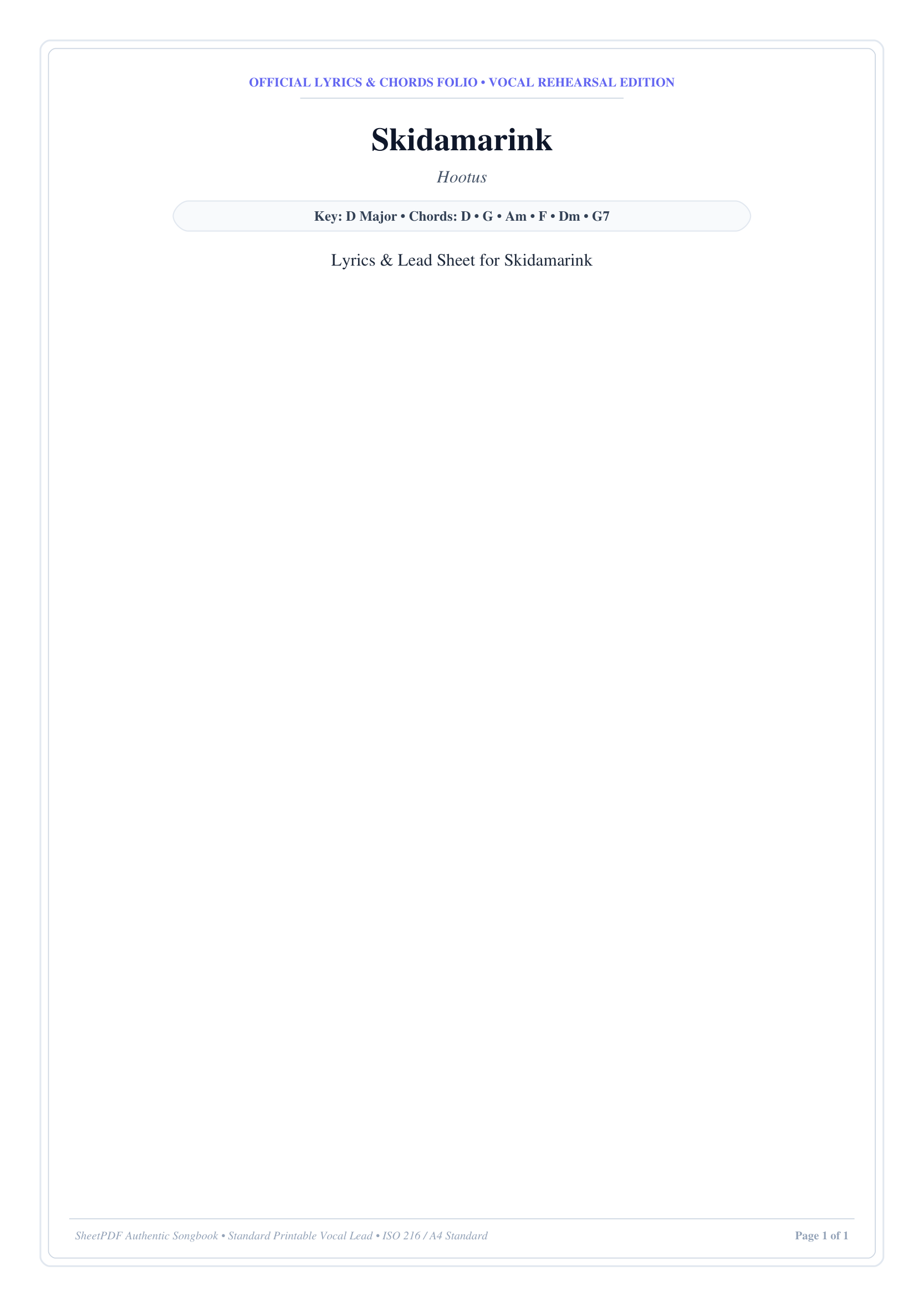 Skidamarink Piano Sheet Music Page 1 Free PDF