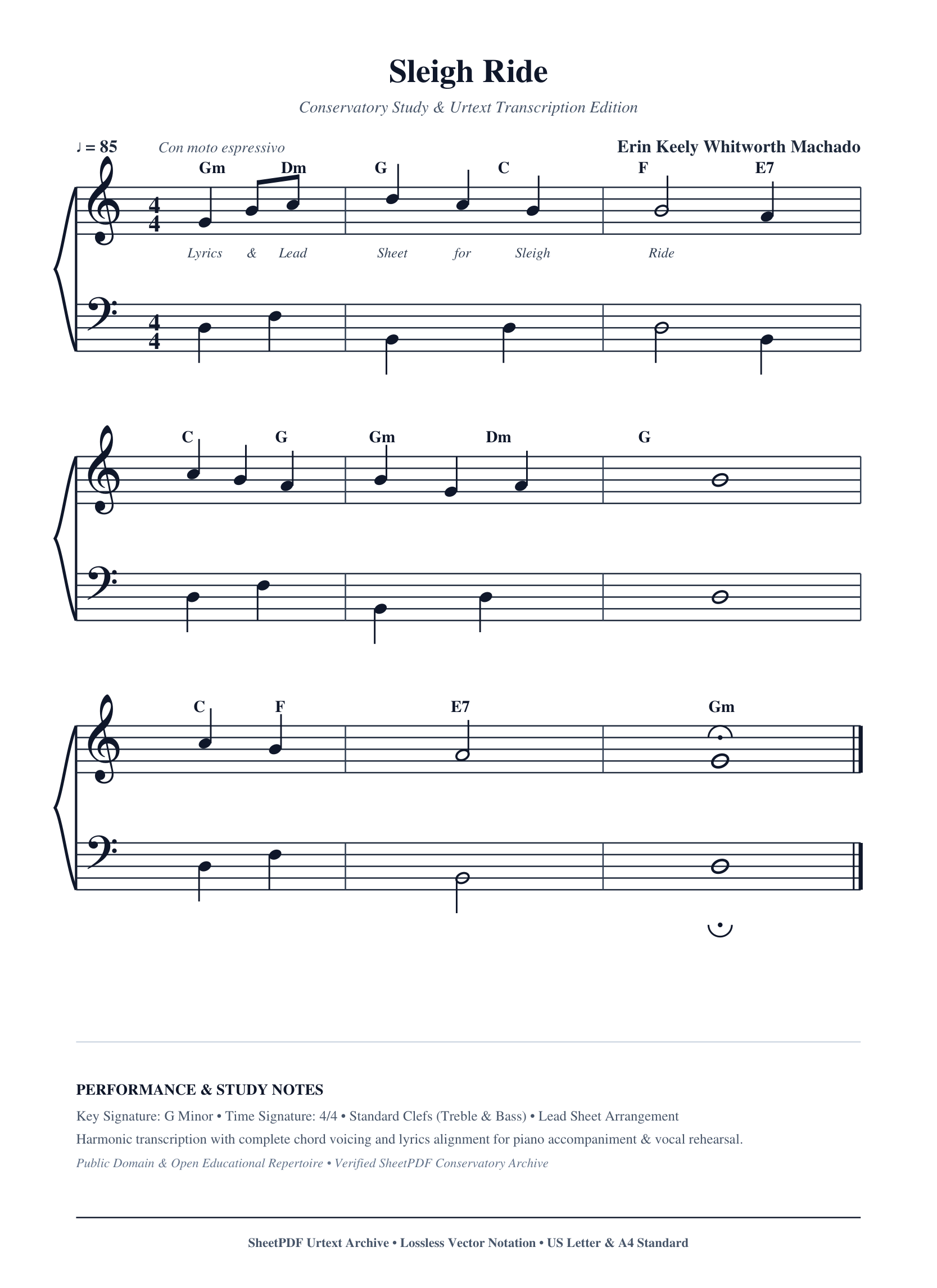 Sleigh Ride Piano Sheet Music Page 1 Free PDF