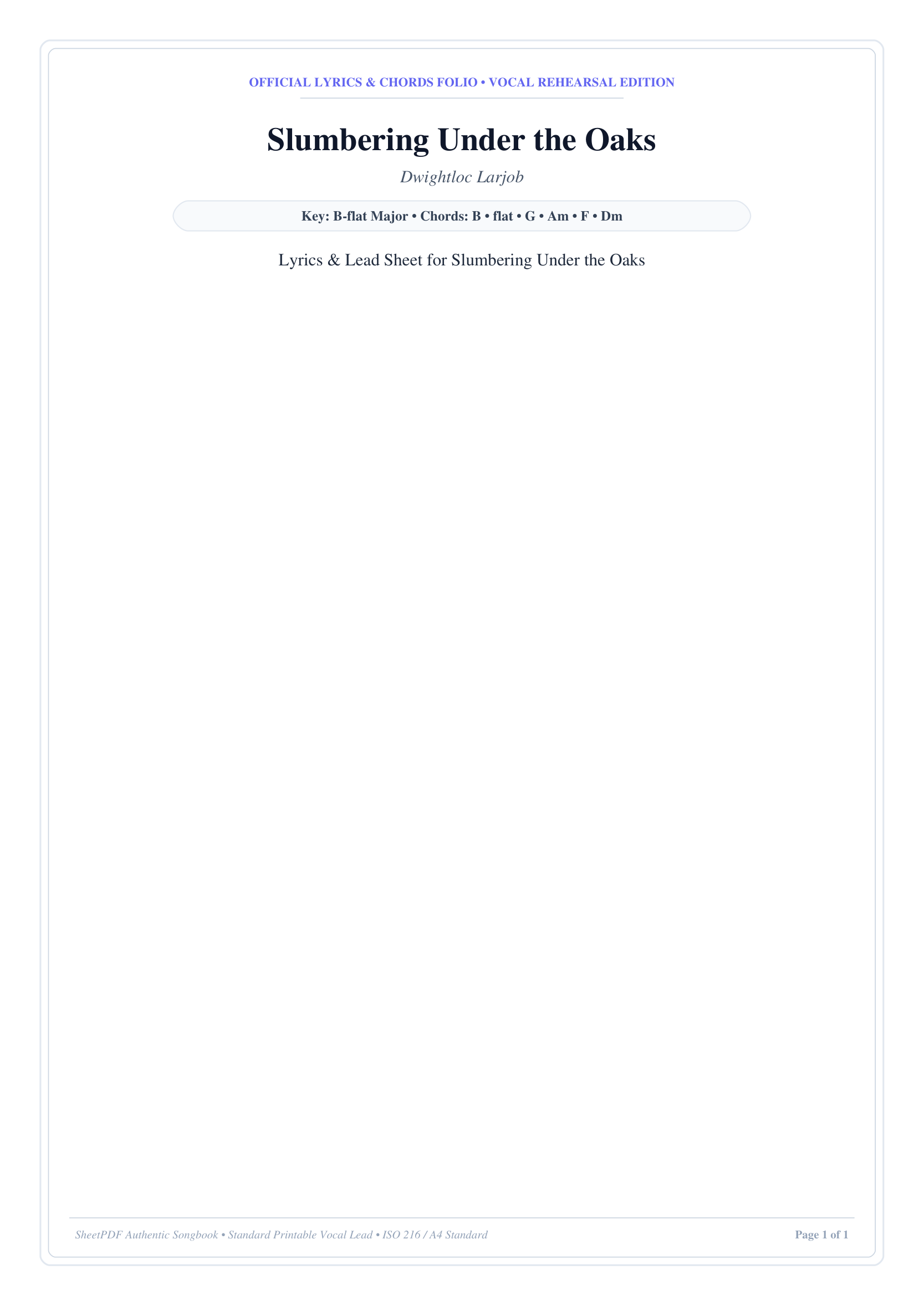 Slumbering Under the Oaks Piano Sheet Music Page 1 Free PDF
