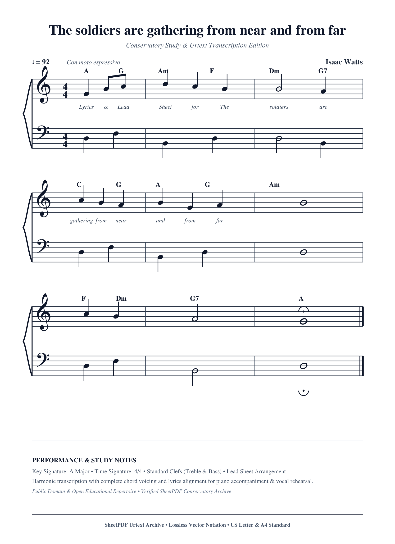 The soldiers are gathering from near and from far Piano Sheet Music Page 1 Free PDF