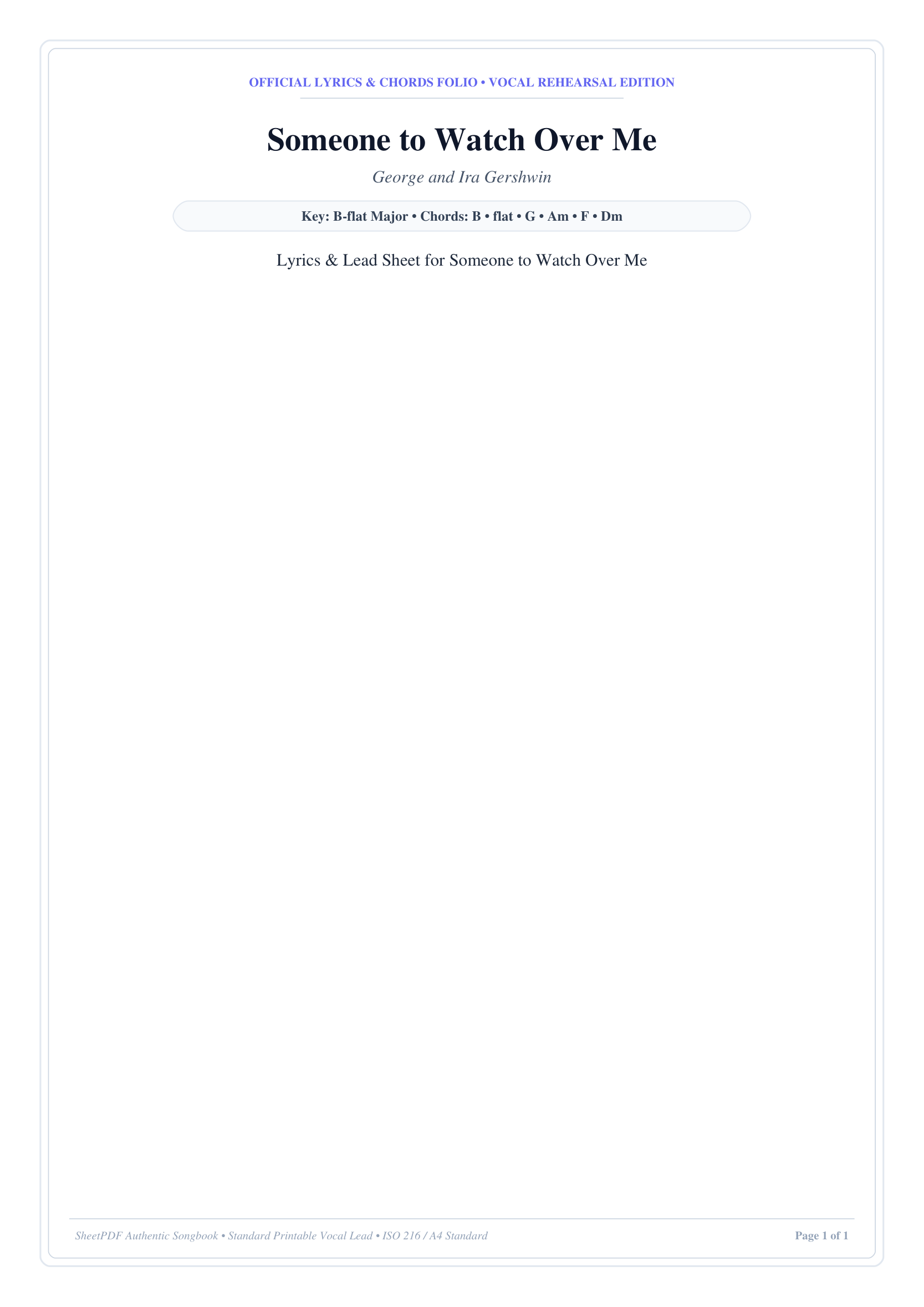 Someone to Watch Over Me Piano Sheet Music Page 1 Free PDF