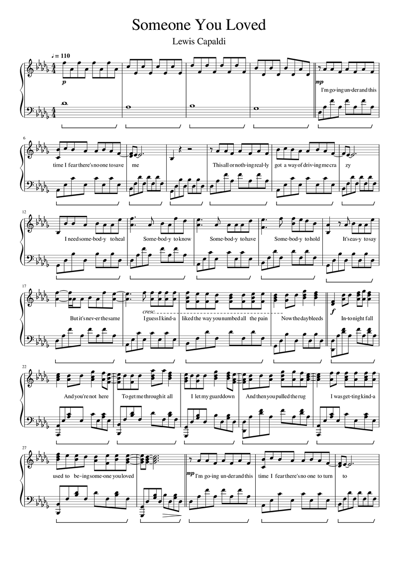 Someone You Loved Piano Sheet Music Page 1 Free PDF