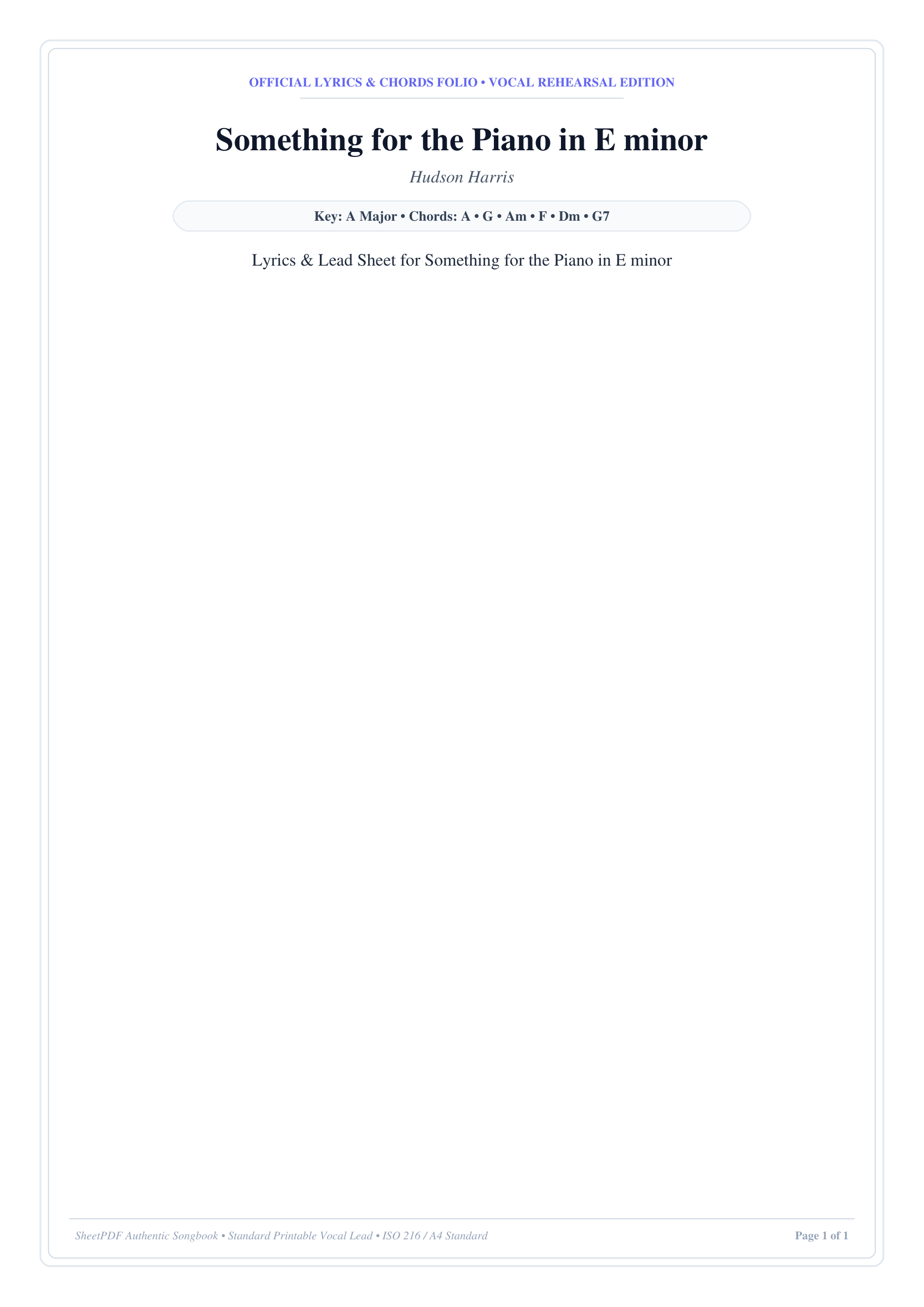 Something for the Piano in E minor Piano Sheet Music Page 1 Free PDF