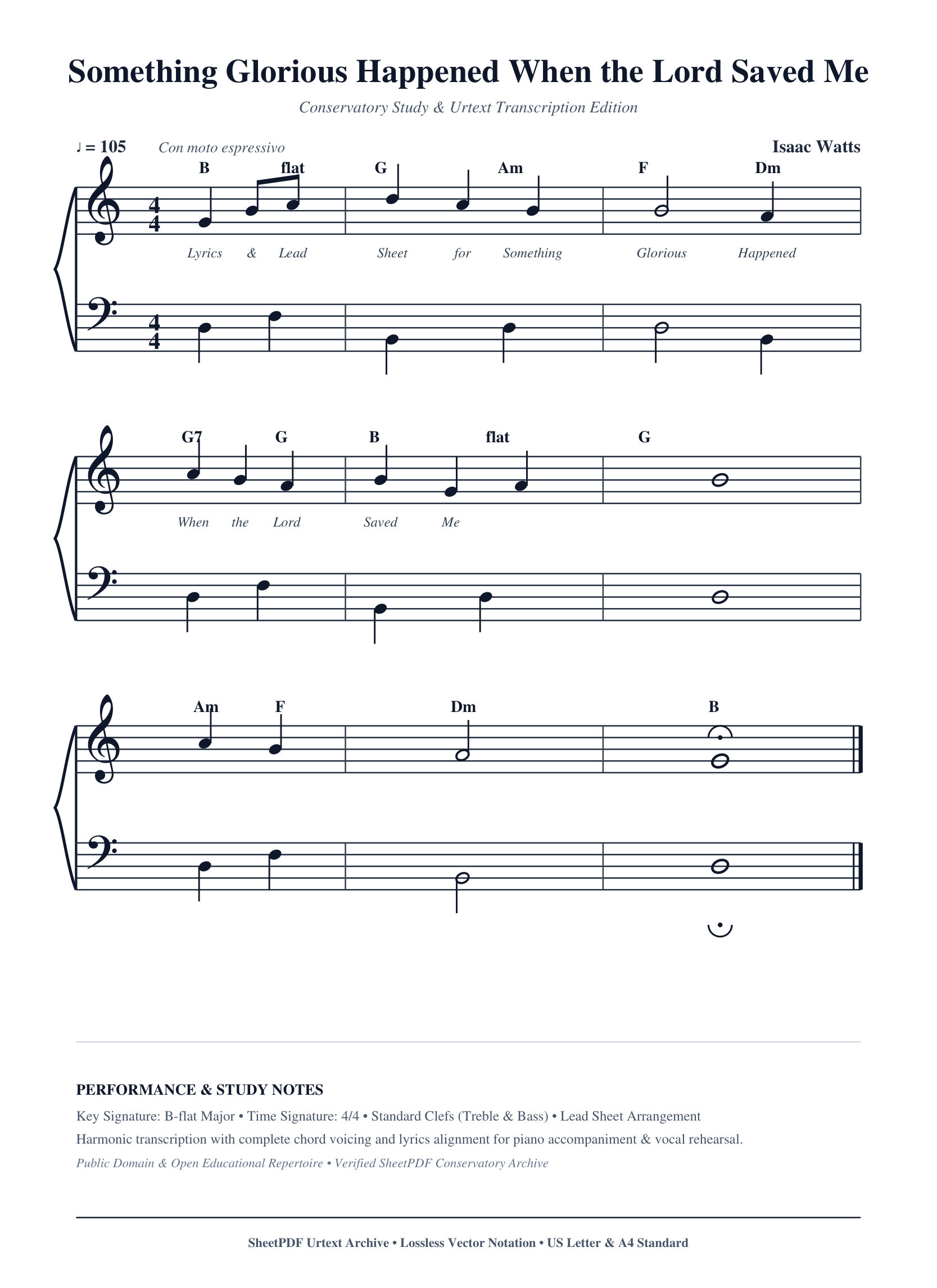 Something Glorious Happened When the Lord Saved Me Piano Sheet Music Page 1 Free PDF
