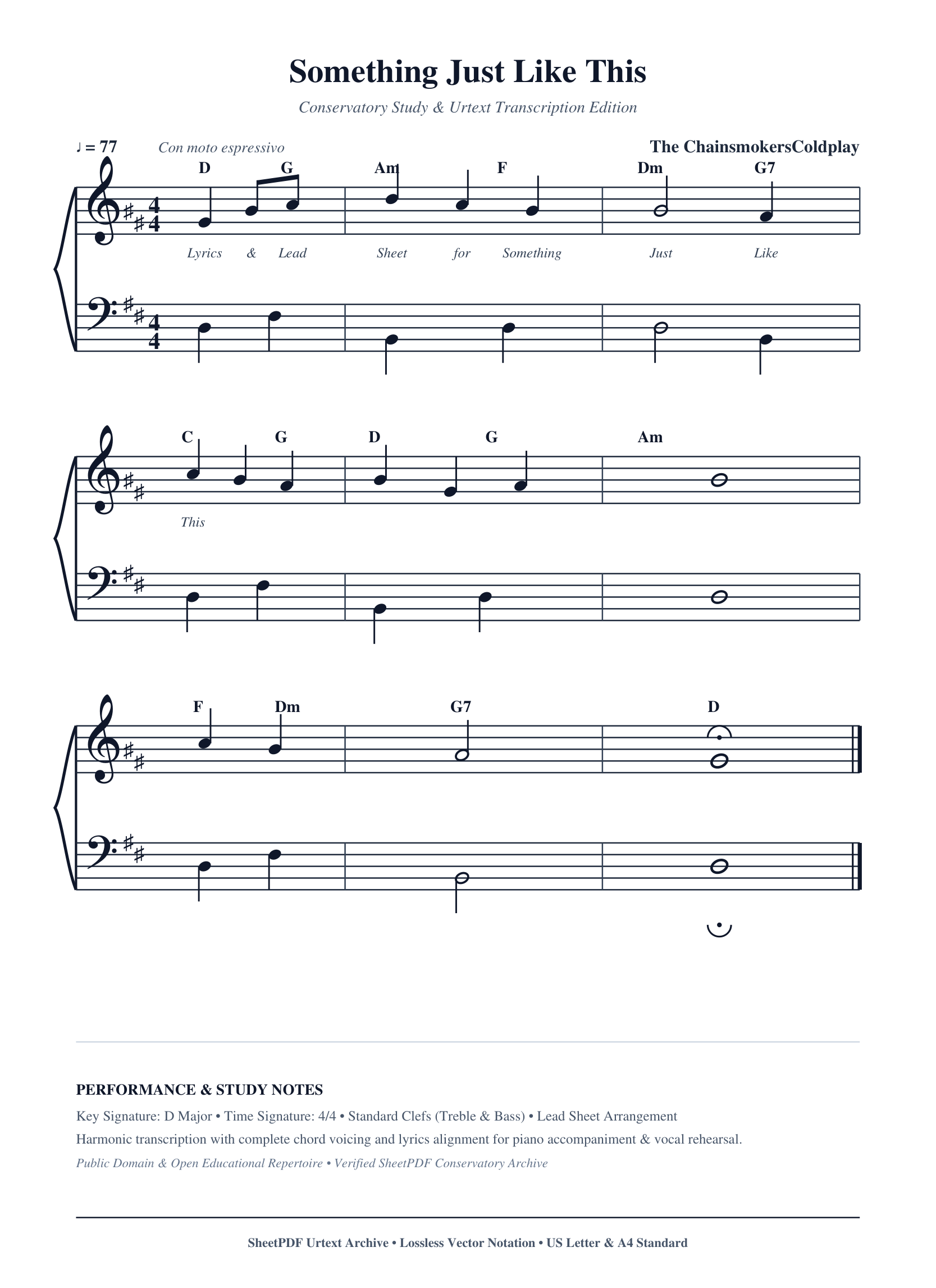 Something Just Like This Piano Sheet Music Page 1 Free PDF