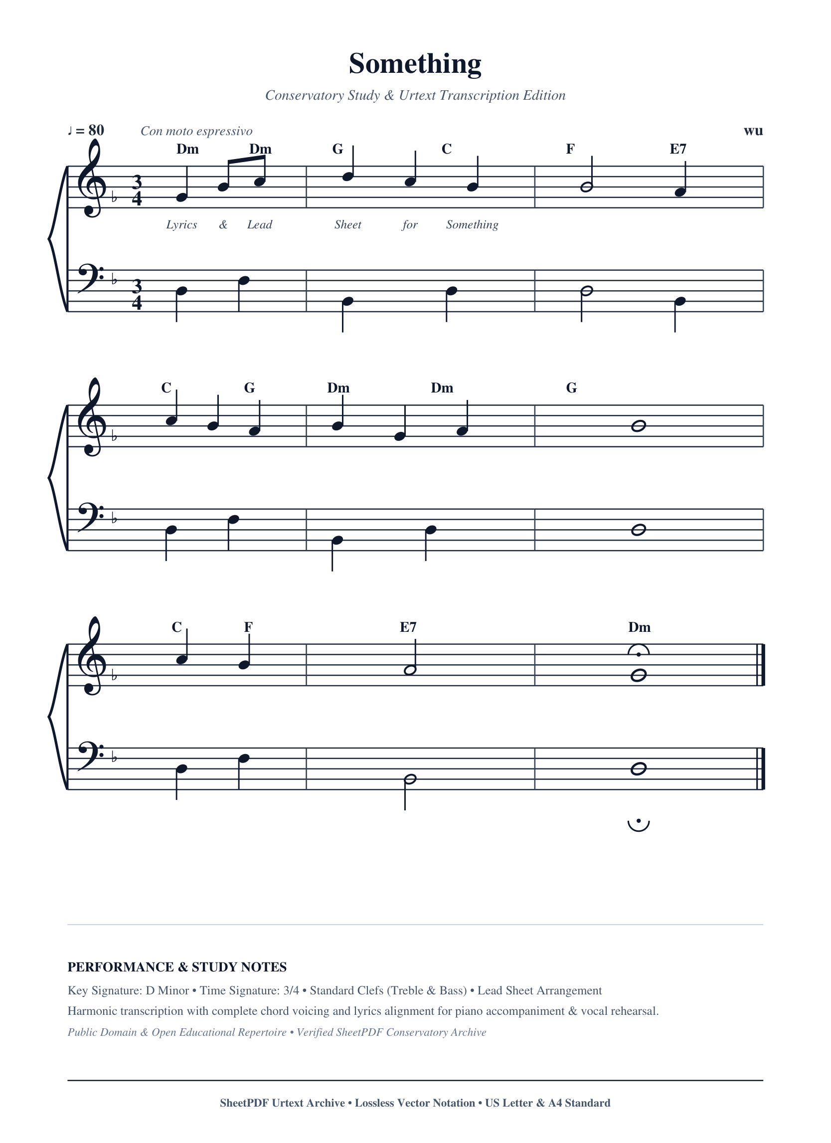 Something Piano Sheet Music Score Page 1