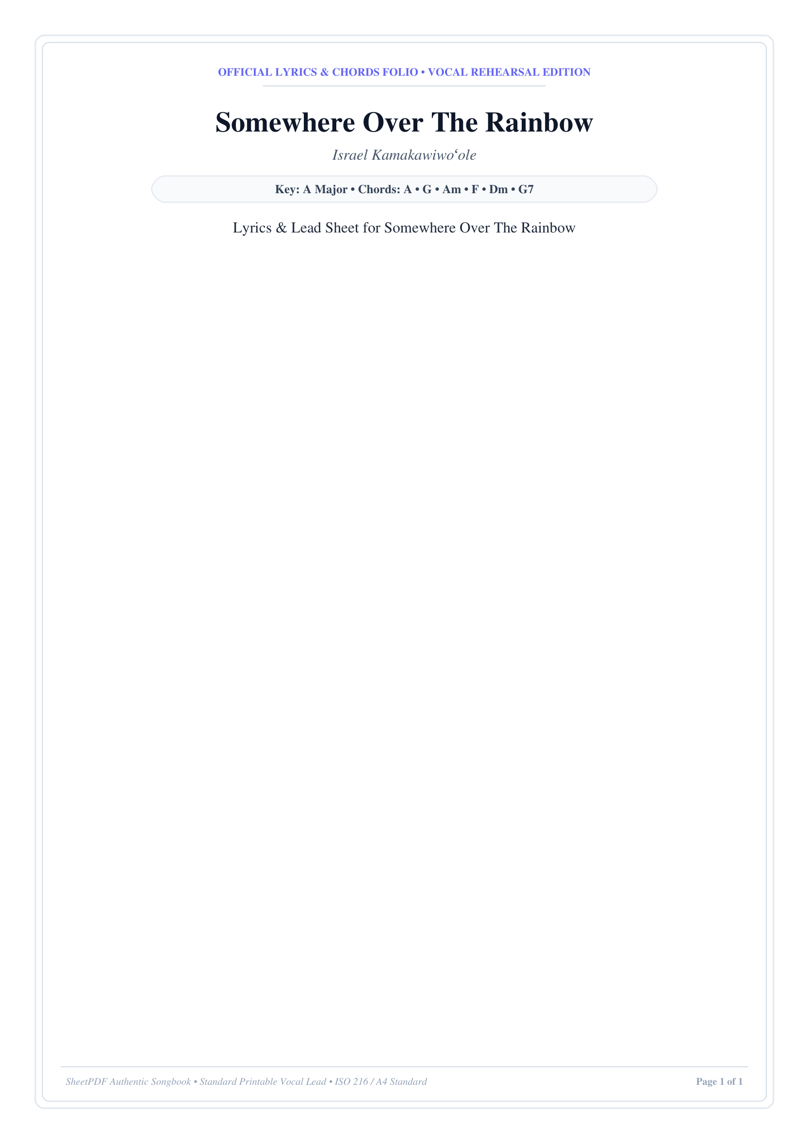 Somewhere Over The Rainbow Piano Sheet Music Page 1 Free PDF