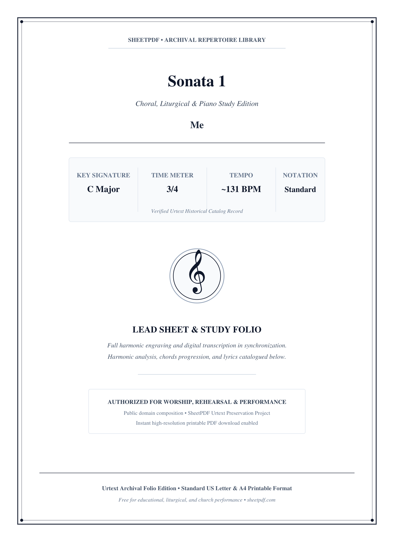 Sonata 1 Piano Sheet Music Score Page 1