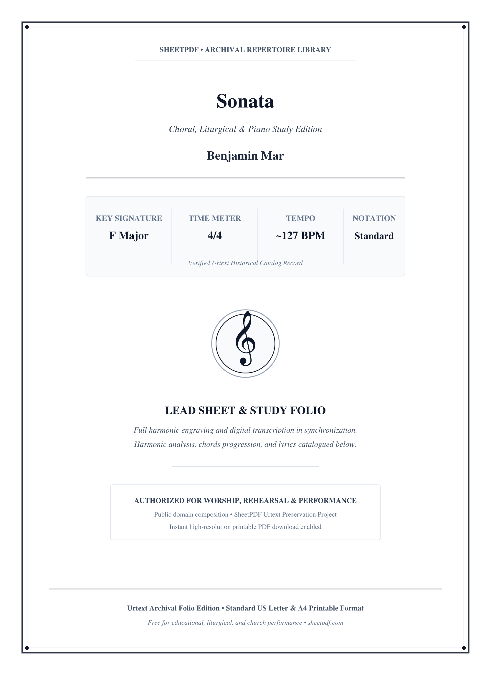 Sonata Piano Sheet Music Score Page 1