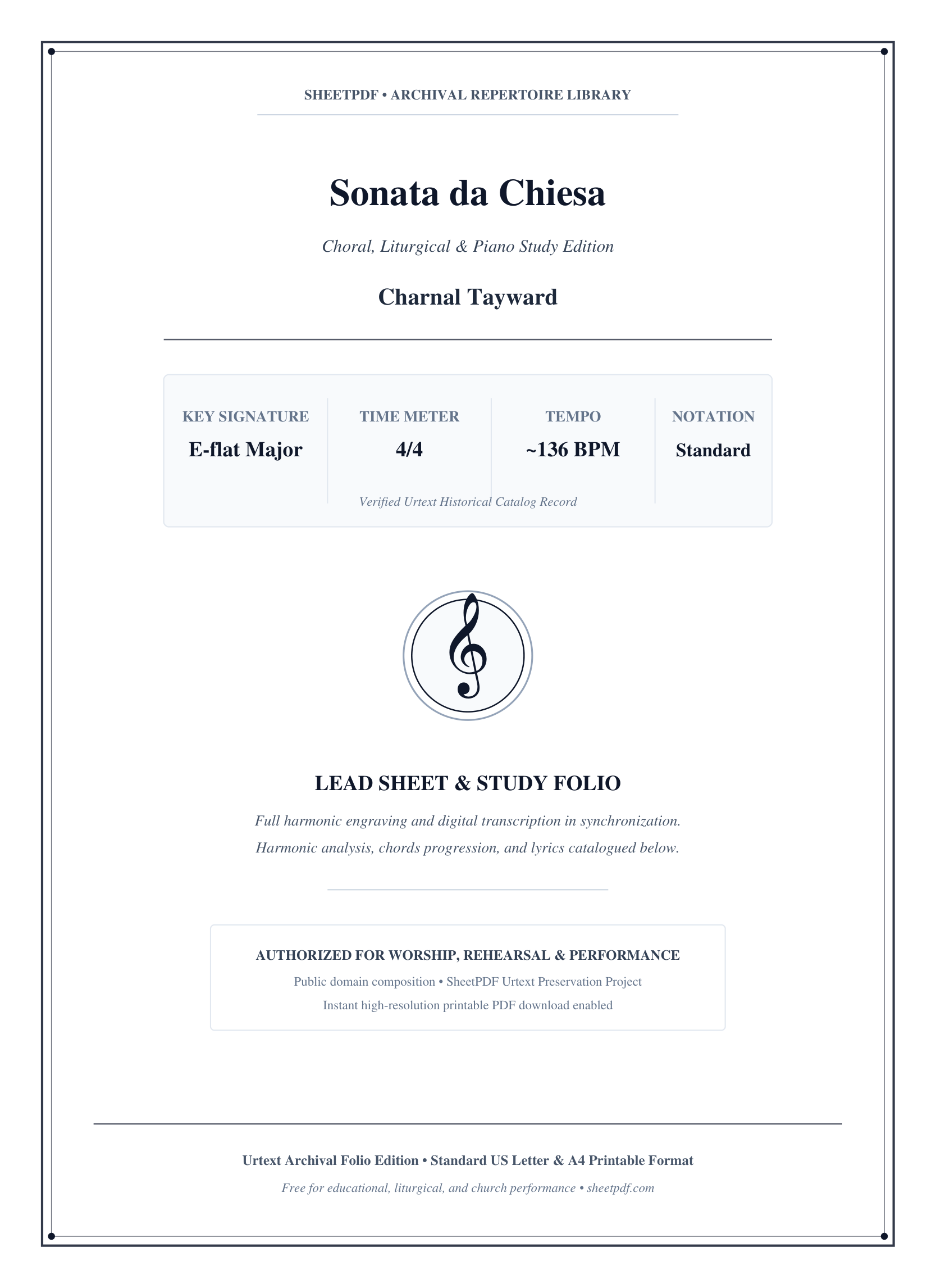 Sonata da Chiesa Piano Sheet Music Page 1 Free PDF