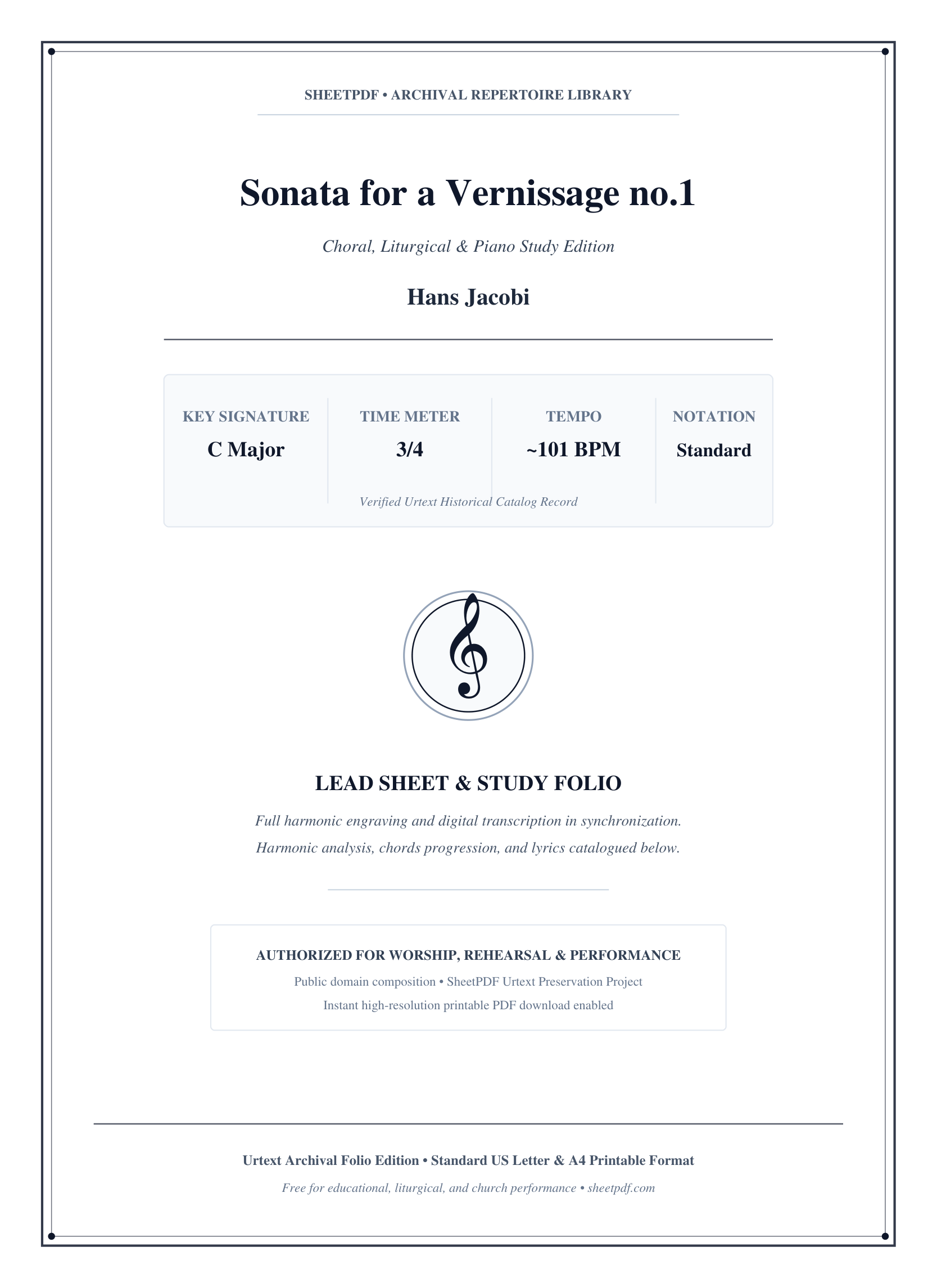 Sonata for a Vernissage no.1 Piano Sheet Music Page 1 Free PDF