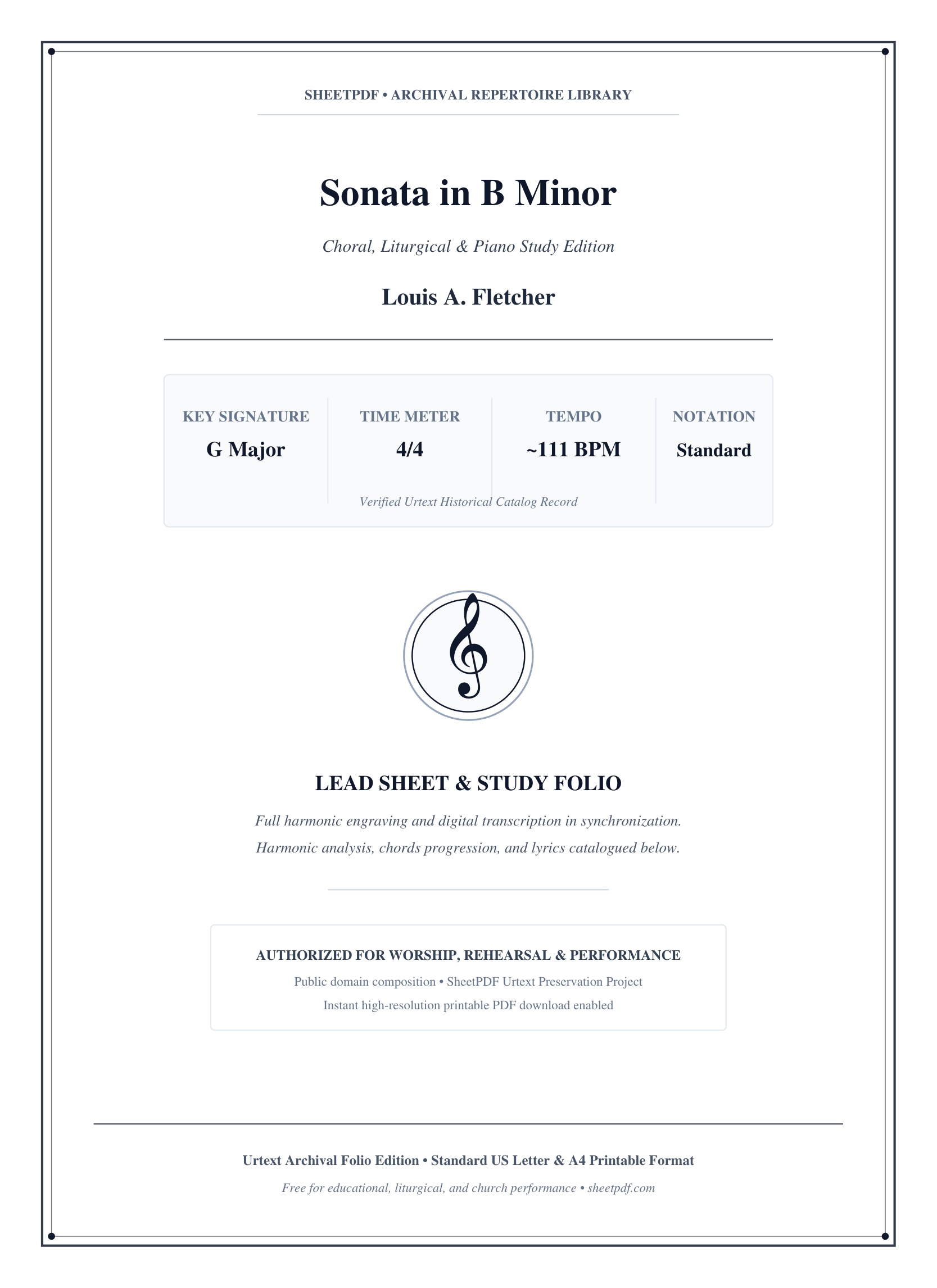 Sonata in B Minor Piano Sheet Music Page 1 Free PDF