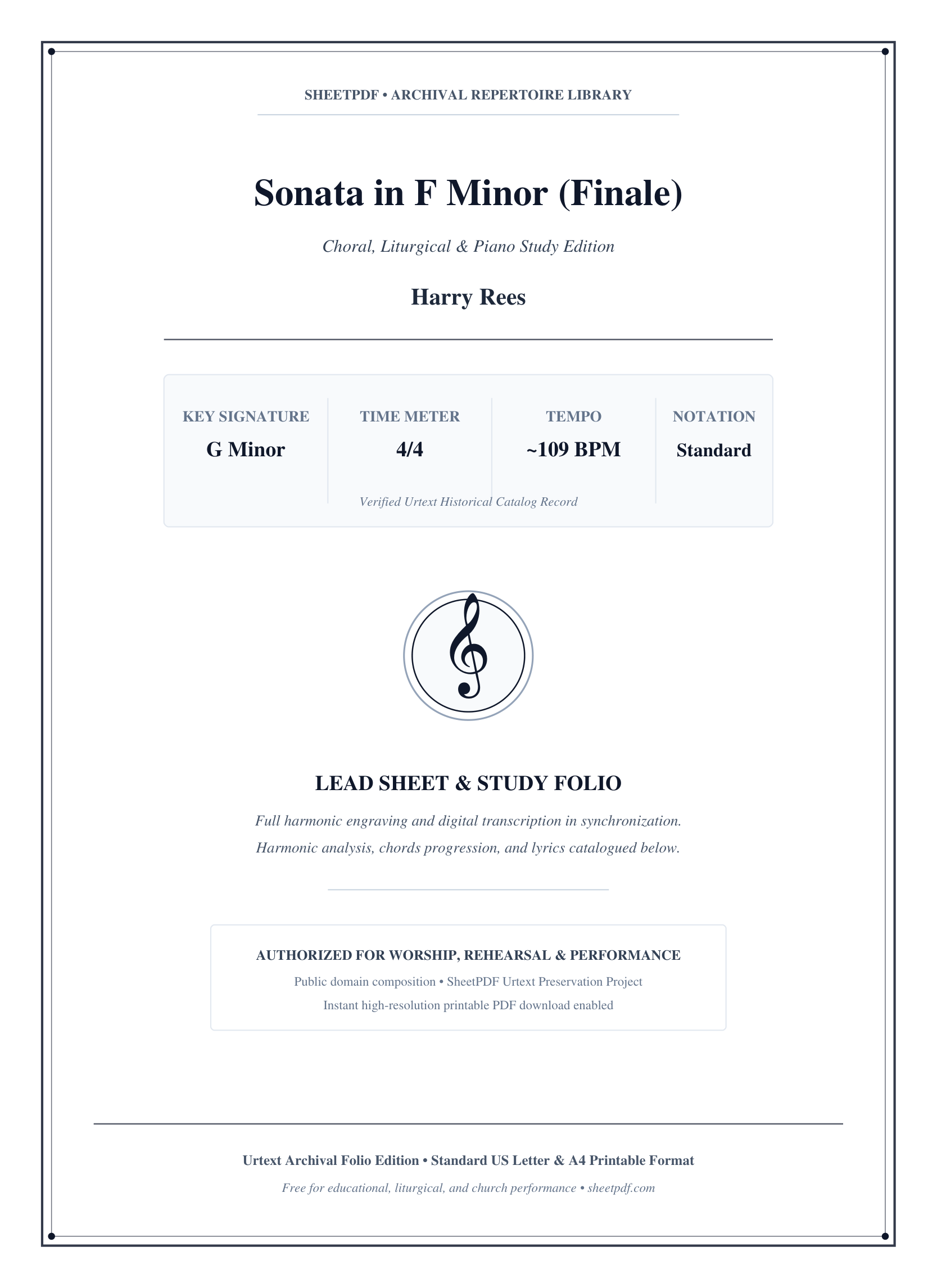 Sonata in F Minor (Finale) Piano Sheet Music Page 1 Free PDF