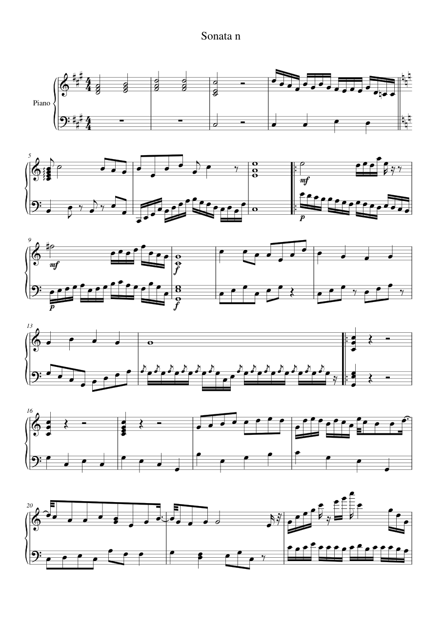 Sonata n Piano Sheet Music Page 1 Free PDF