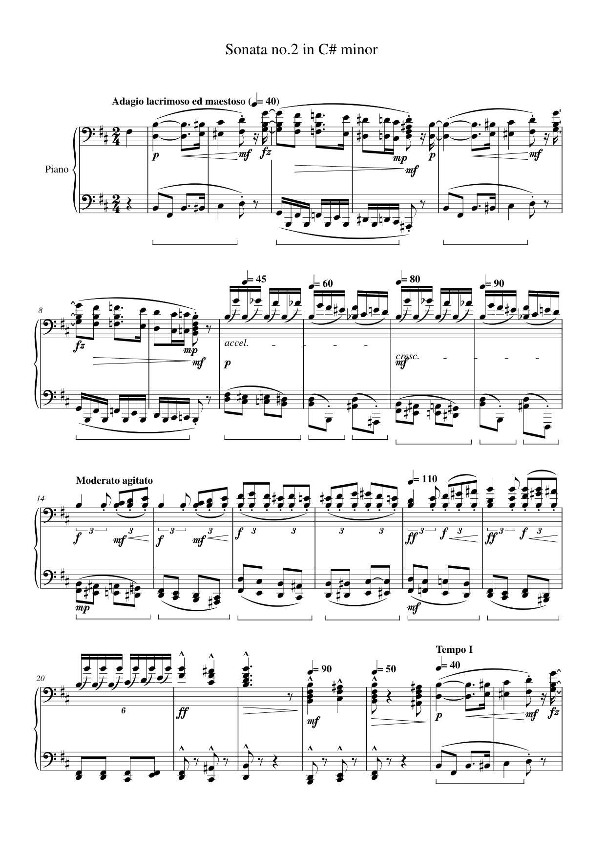 Sonata no.2 in C# minor Piano Sheet Music Page 1 Free PDF