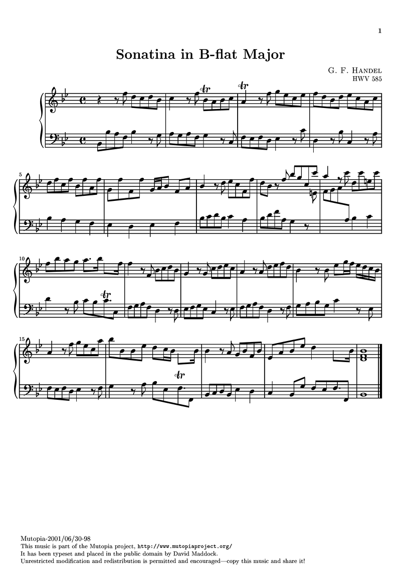 Sonatina In B Flat Major Piano Sheet Music Page 1 Free PDF