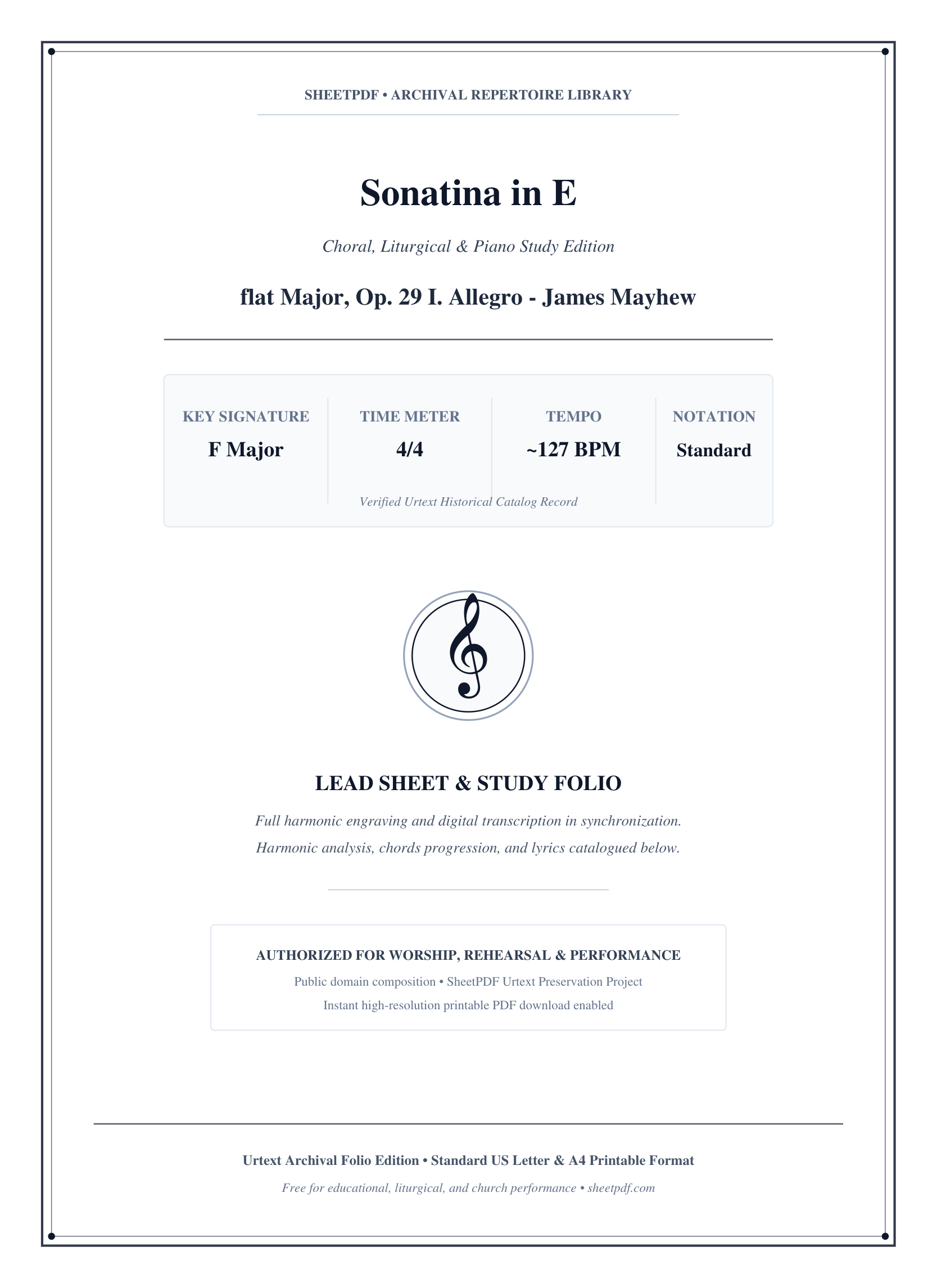 Sonatina in E Piano Sheet Music Page 1 Free PDF