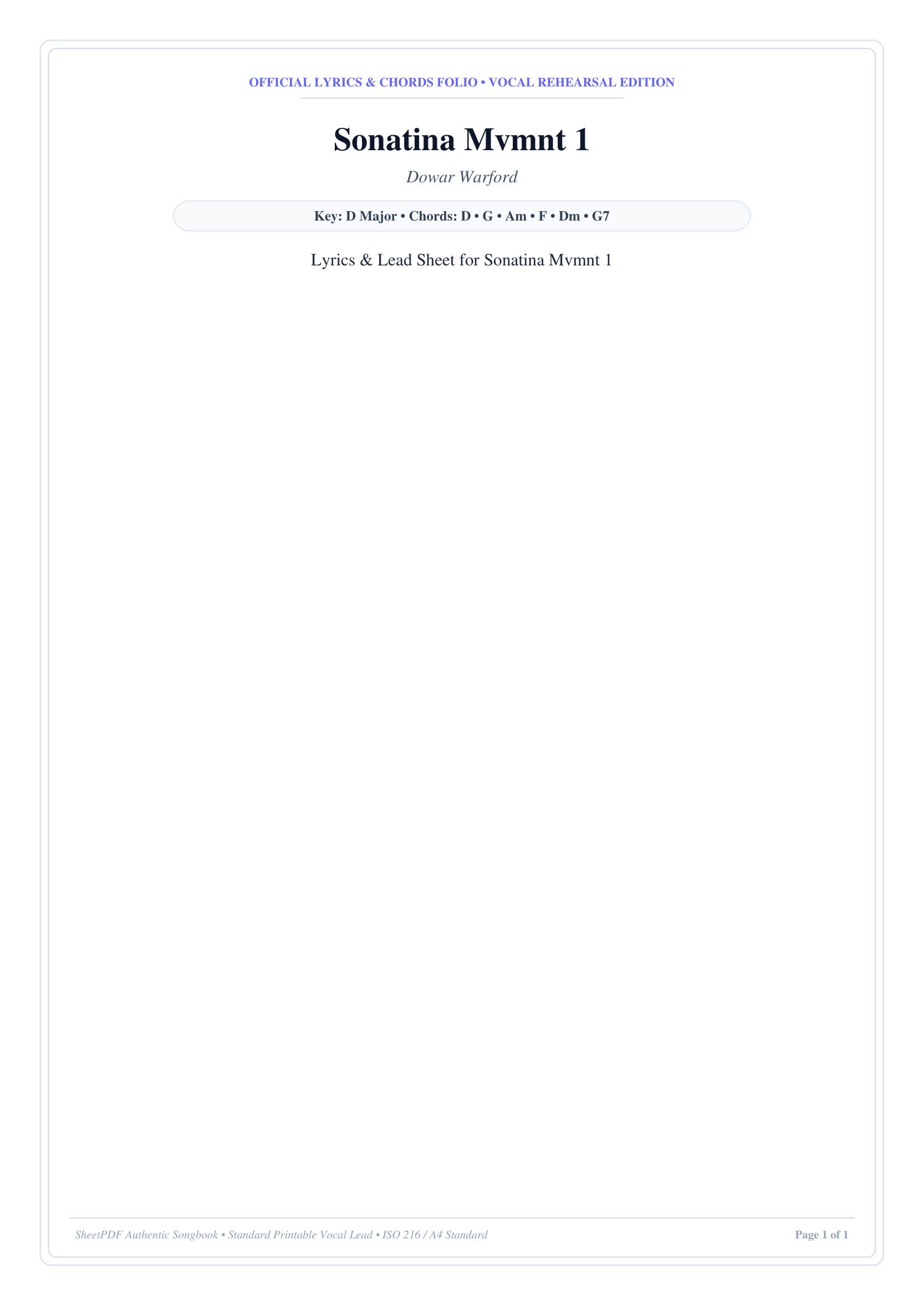 Sonatina Mvmnt 1 Piano Sheet Music Page 1 Free PDF